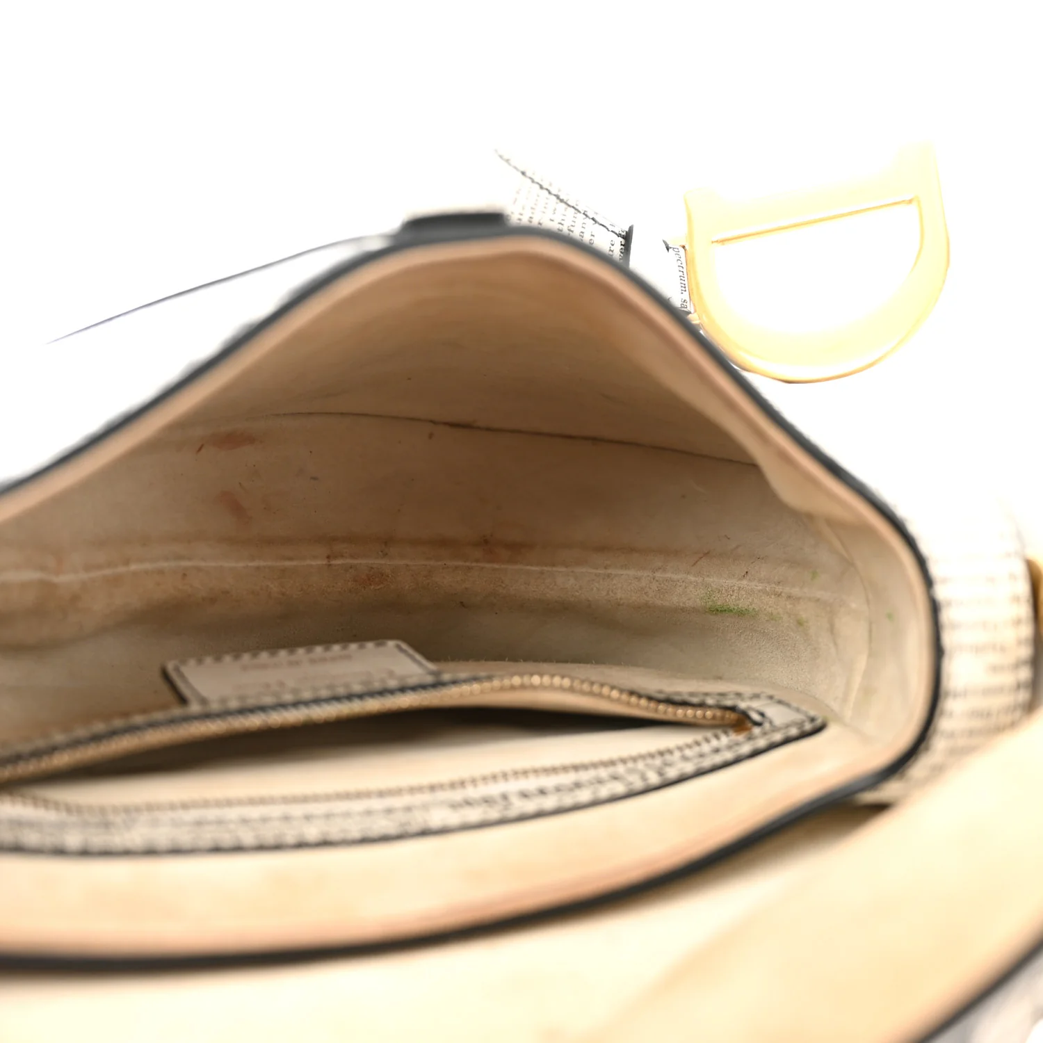 Calfskin Newspaper Printed Saddle Bag Black White - Image 5