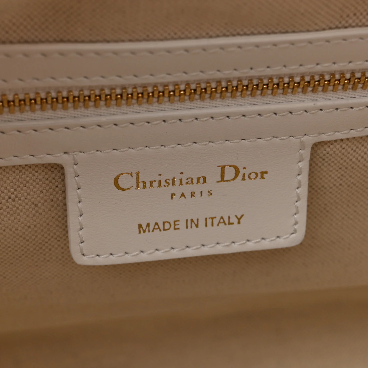 Calfskin Padded Macrocannage Medium Dior Vibe Zip Bowling Bag White Gold - Image 6
