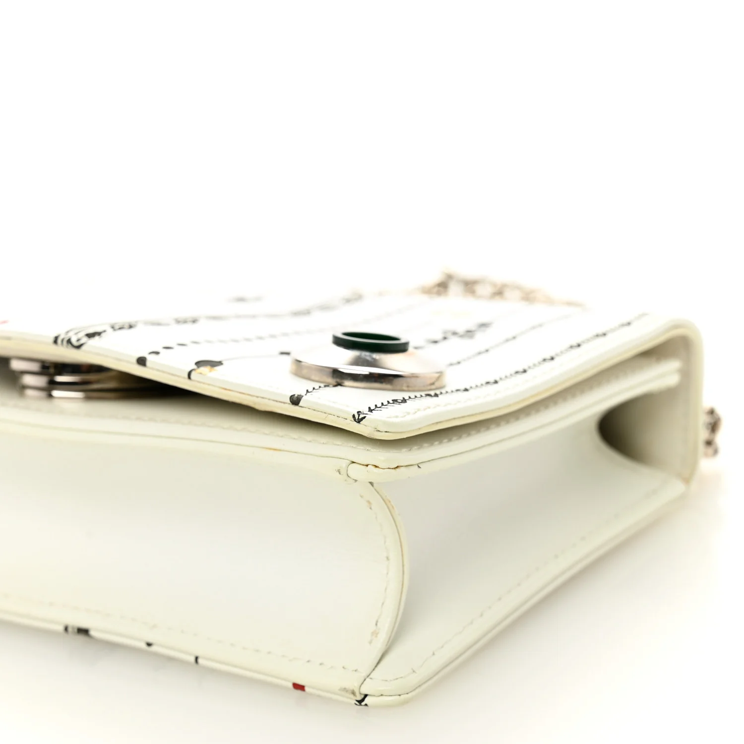 Calfskin Printed Mini Diorama Flap Bag White - Image 10