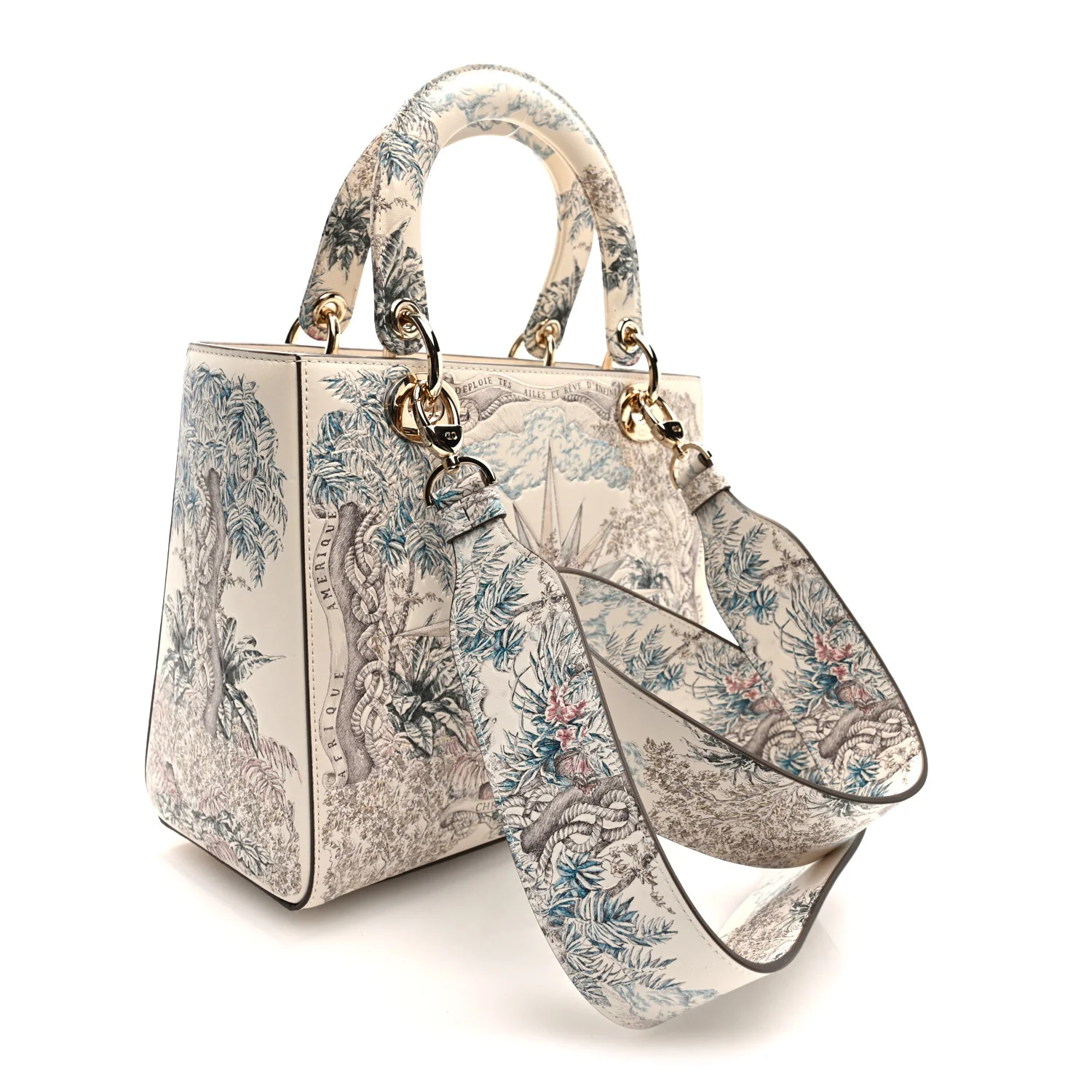 Calfskin Reve d'Infini Print Medium Lady Dior White Multicolor - Image 3
