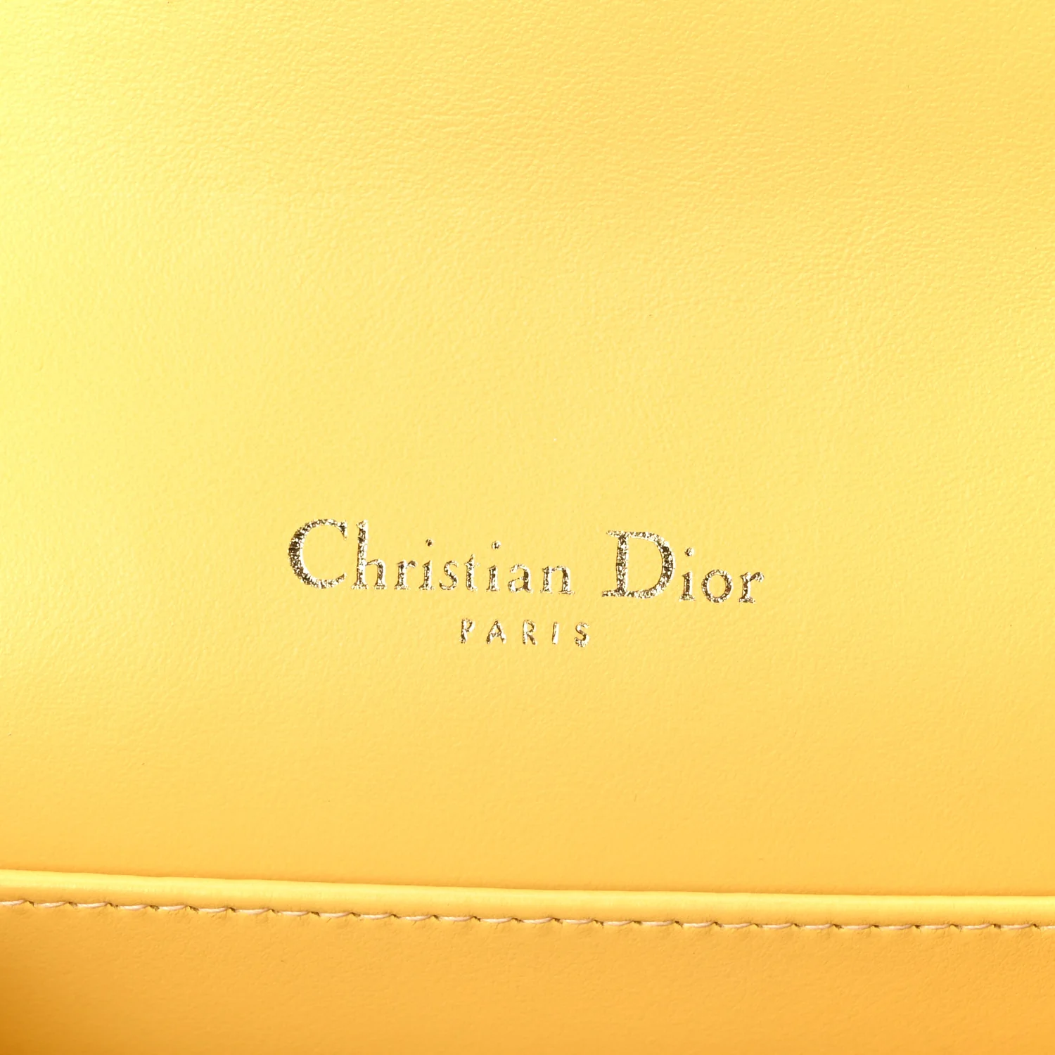 Calfskin Satin Bead Embroidery Lady Dior Clutch Gold Yellow - Image 7