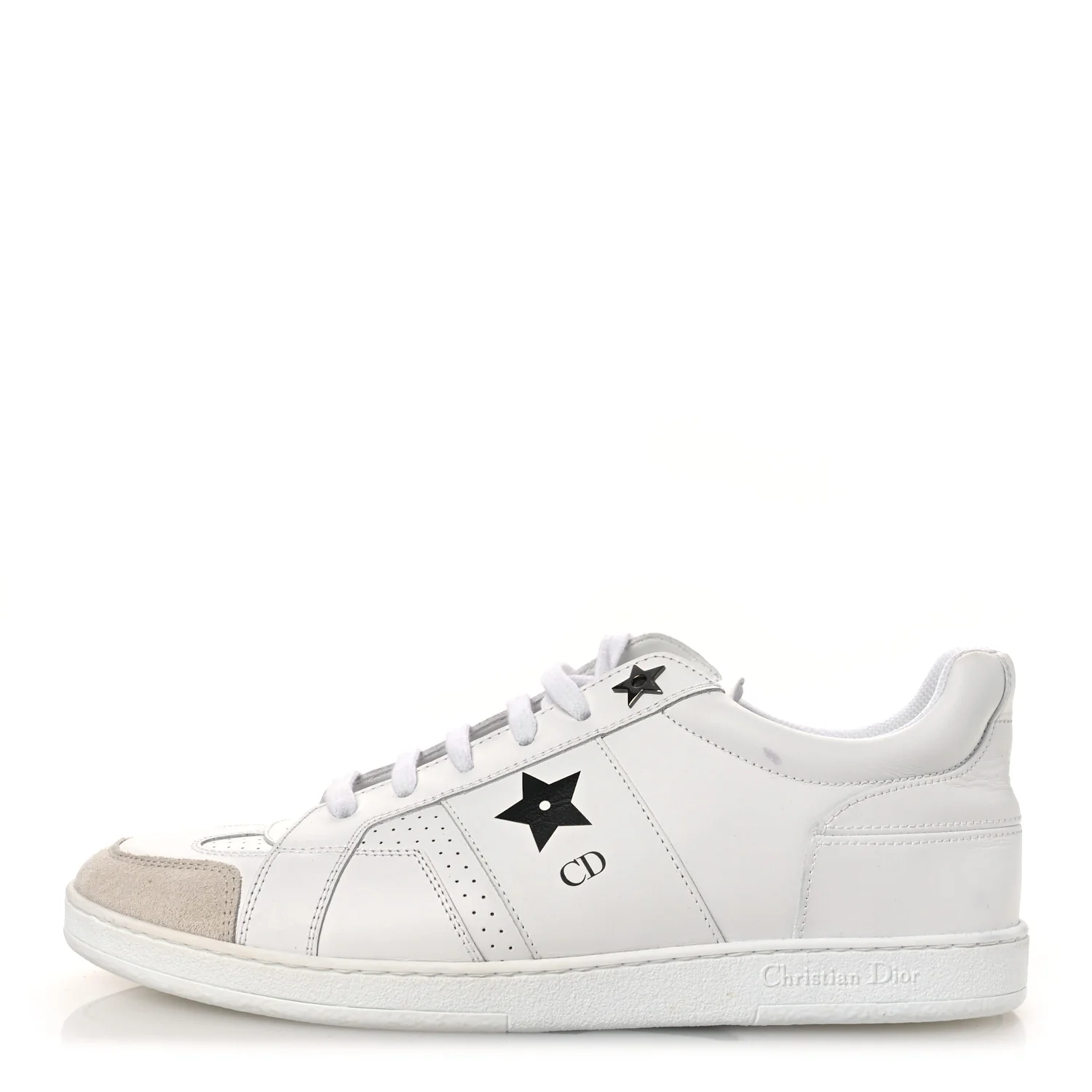 Calfskin Suede Dior Star Low Top Sneakers 39 White