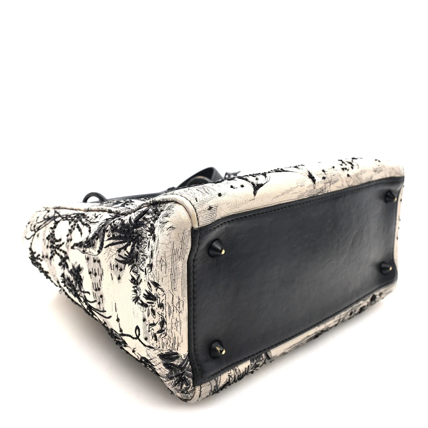 Calfskin Toile de Jouy Carnivora Medium Lady Dior White Black - Image 4