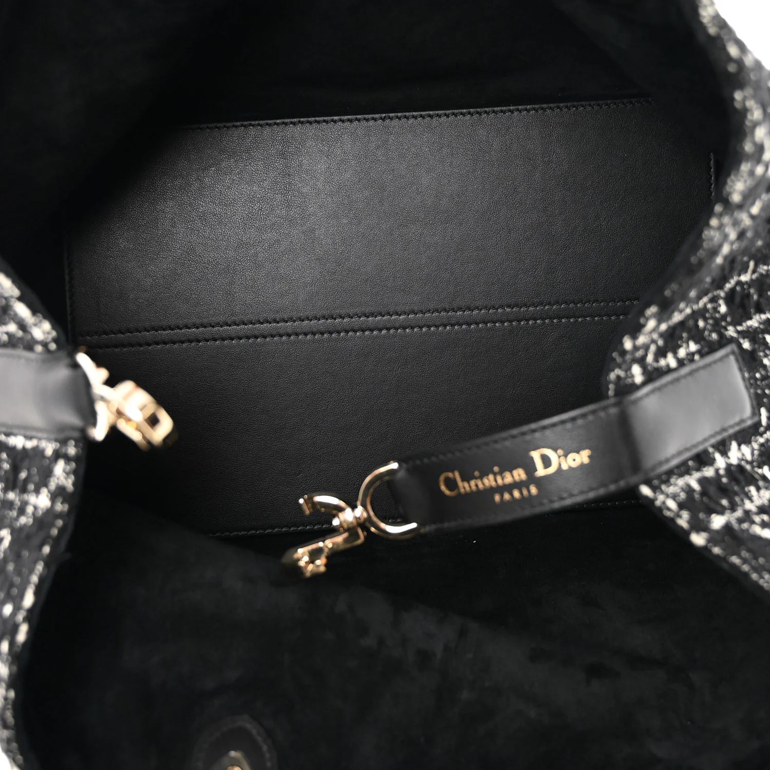 Calfskin Tweed Cannage Medium Toujours Black White - Image 10