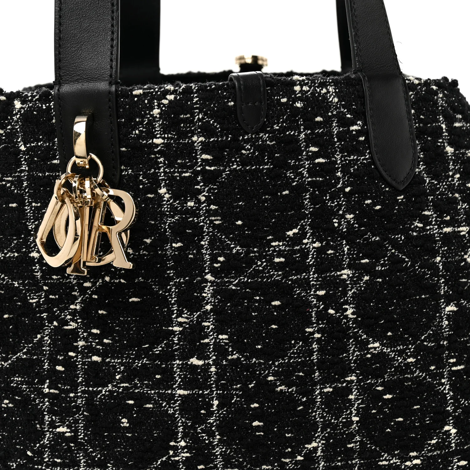 Calfskin Tweed Cannage Medium Toujours Black White - Image 17