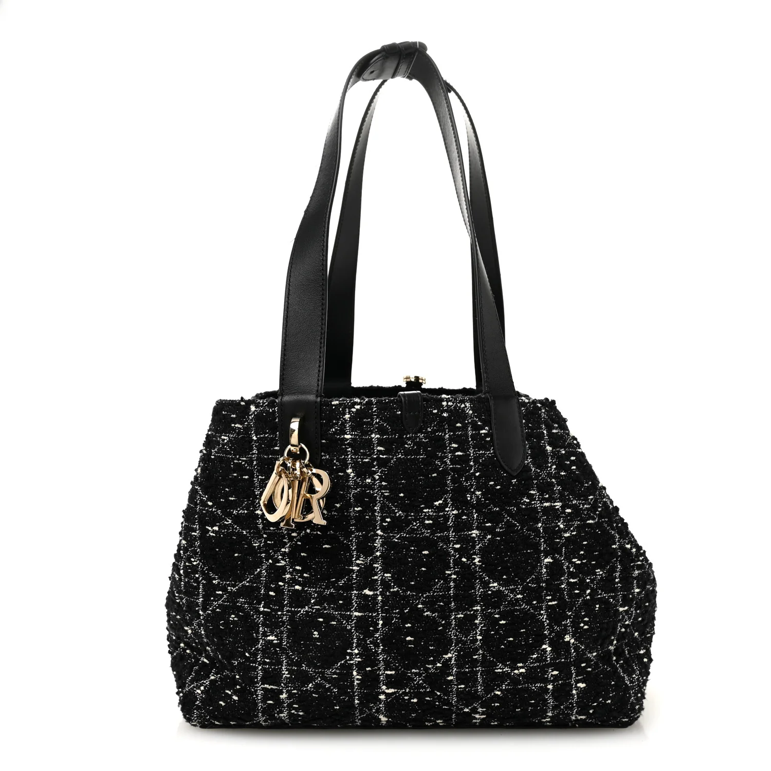 Calfskin Tweed Cannage Medium Toujours Black White - Image 2