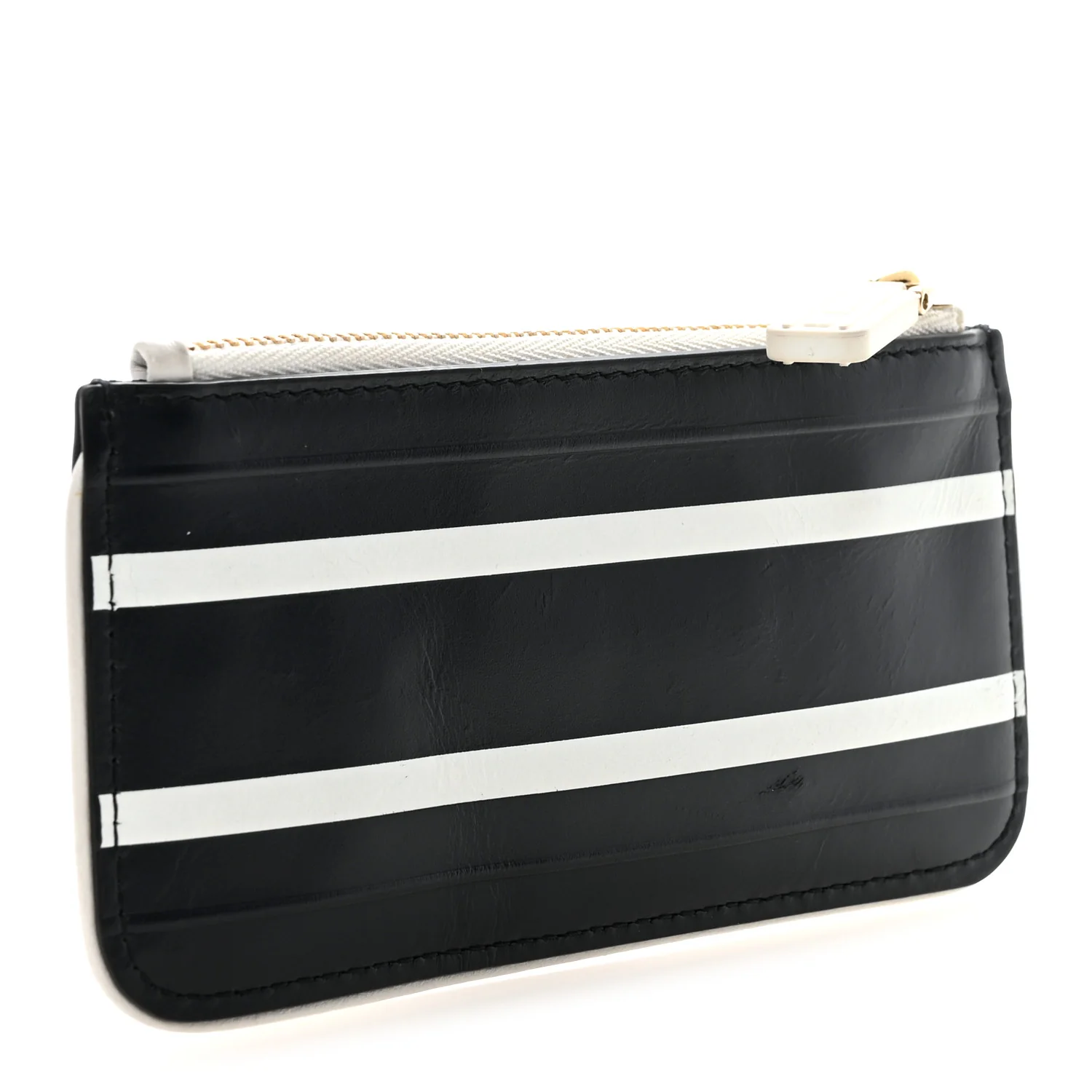 Calfskin Vibe Zip Key Wallet Blue White - Image 3
