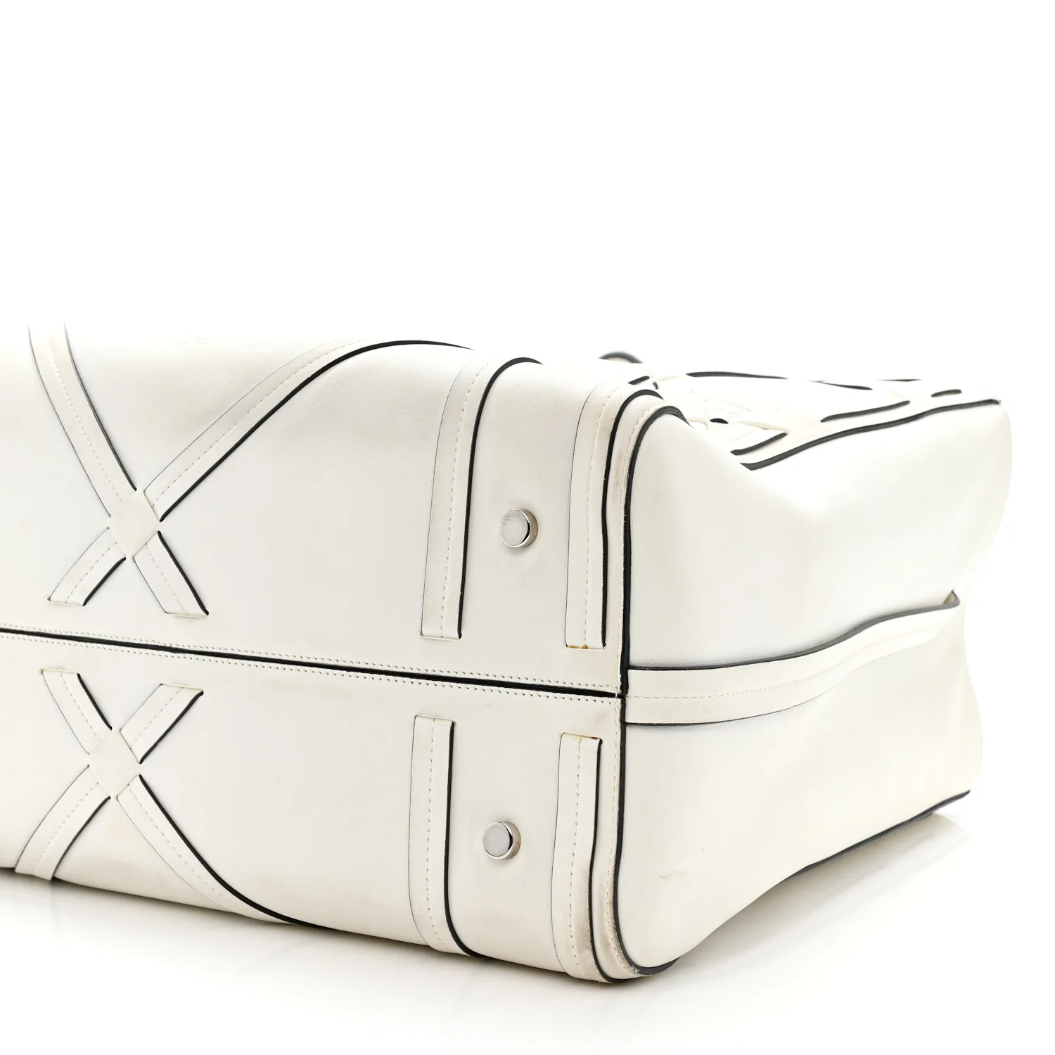 Calfskin Woven Giant Cannage Connect Tote White - Image 10