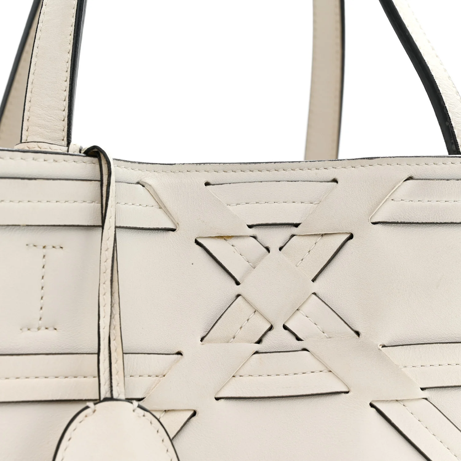 Calfskin Woven Giant Cannage Connect Tote White - Image 14