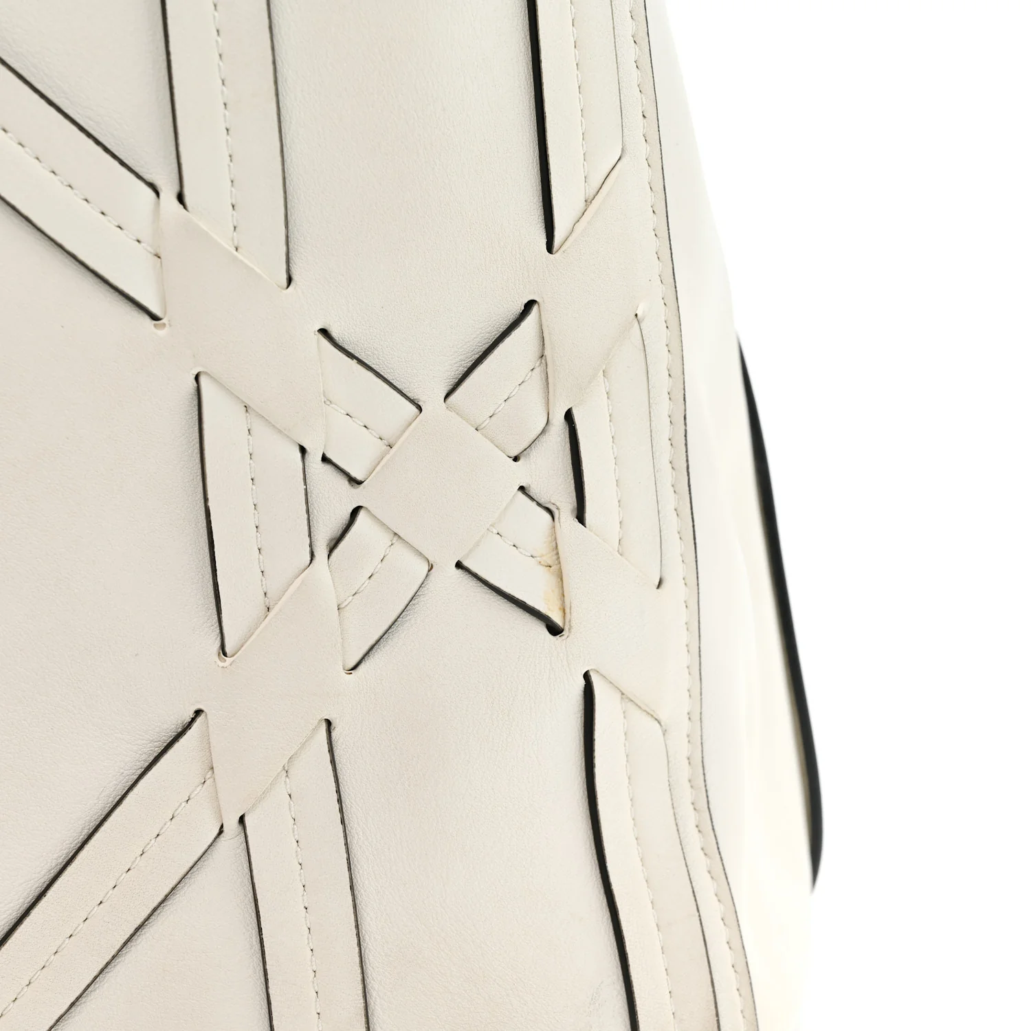 Calfskin Woven Giant Cannage Connect Tote White - Image 15