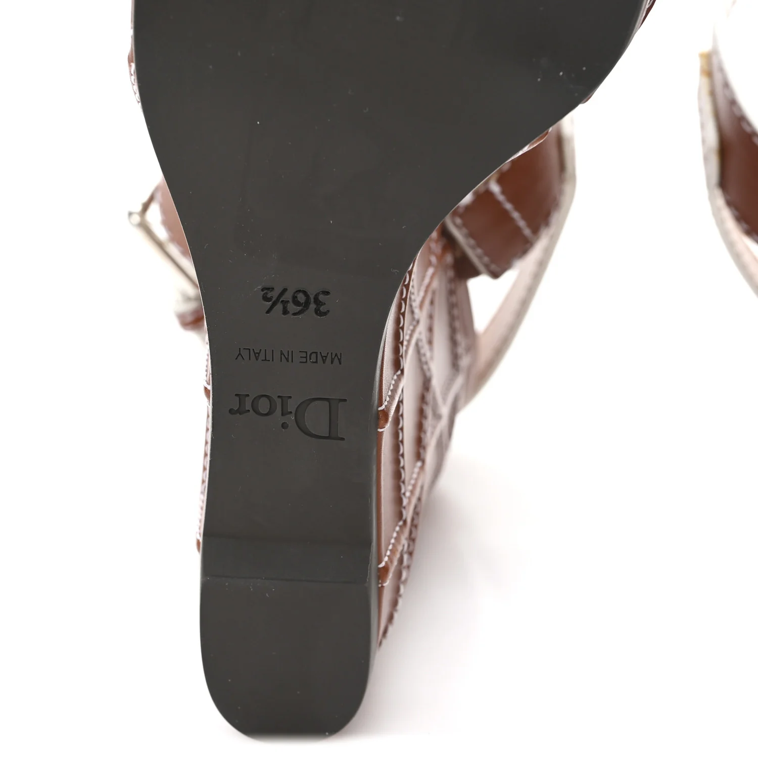 Calfskin Yacht Wedges Sandals 36.5 Camel - Image 7