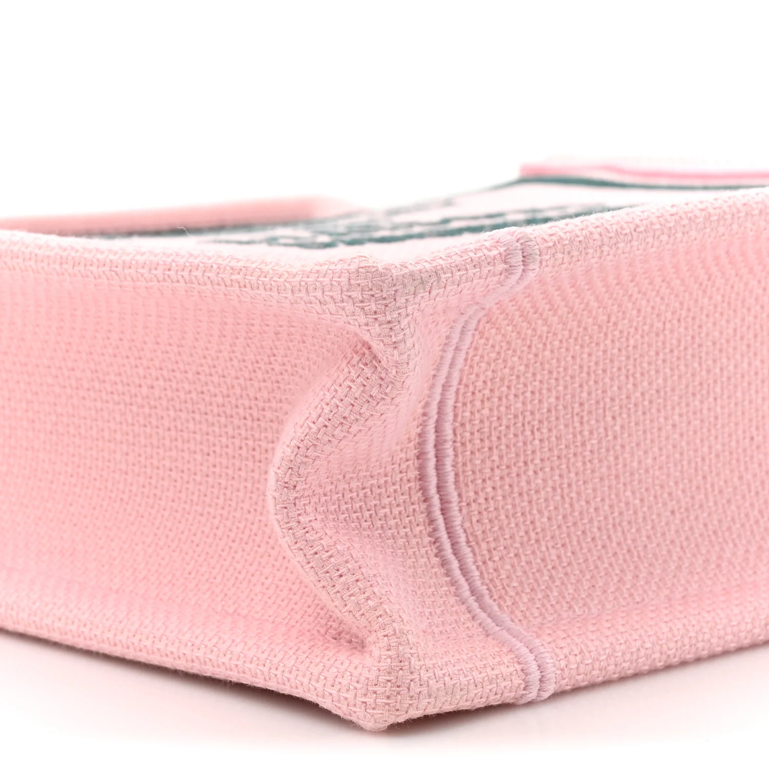Canvas Embroidered Book Cover Mini Book Tote Pink Green - Image 10