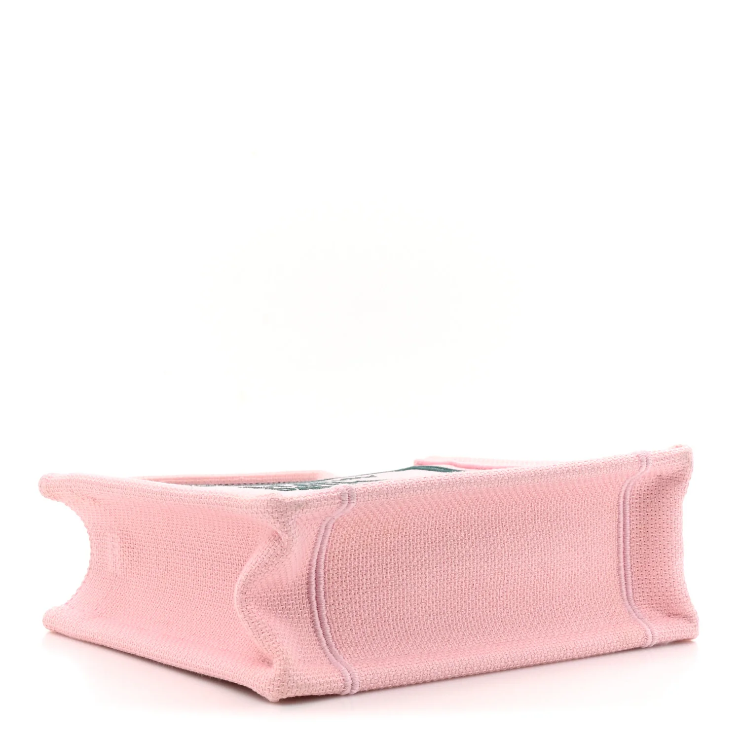 Canvas Embroidered Book Cover Mini Book Tote Pink Green - Image 4