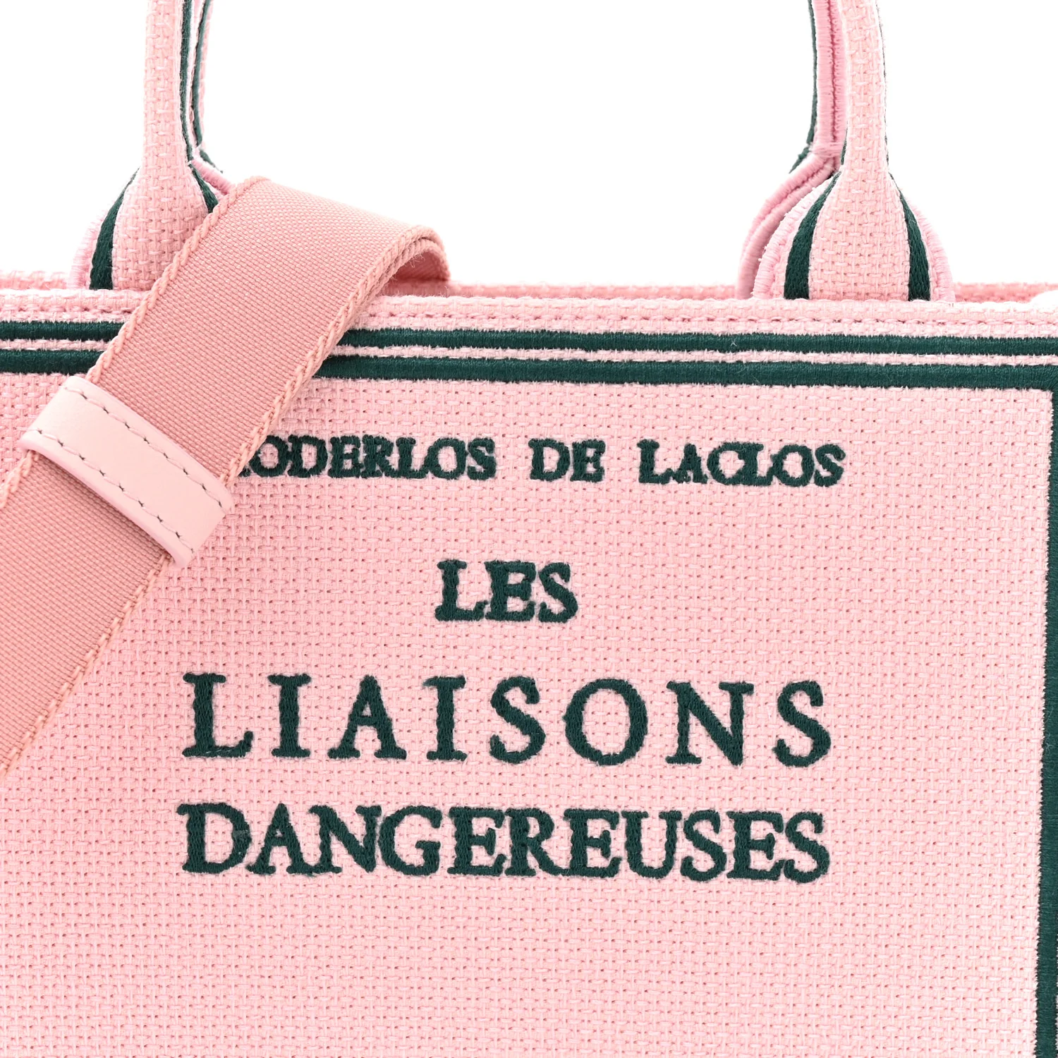 Canvas Embroidered Book Cover Mini Book Tote Pink Green - Image 8