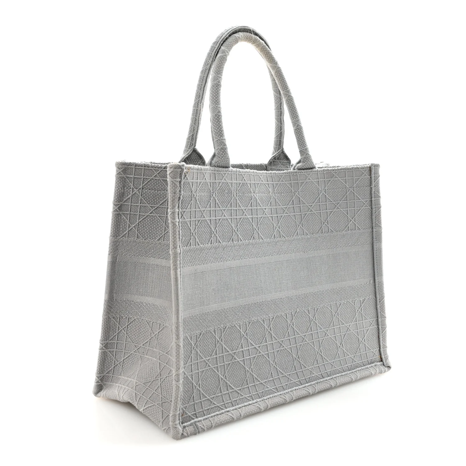 Canvas Embroidered Cannage Medium Book Tote Stone - Image 3
