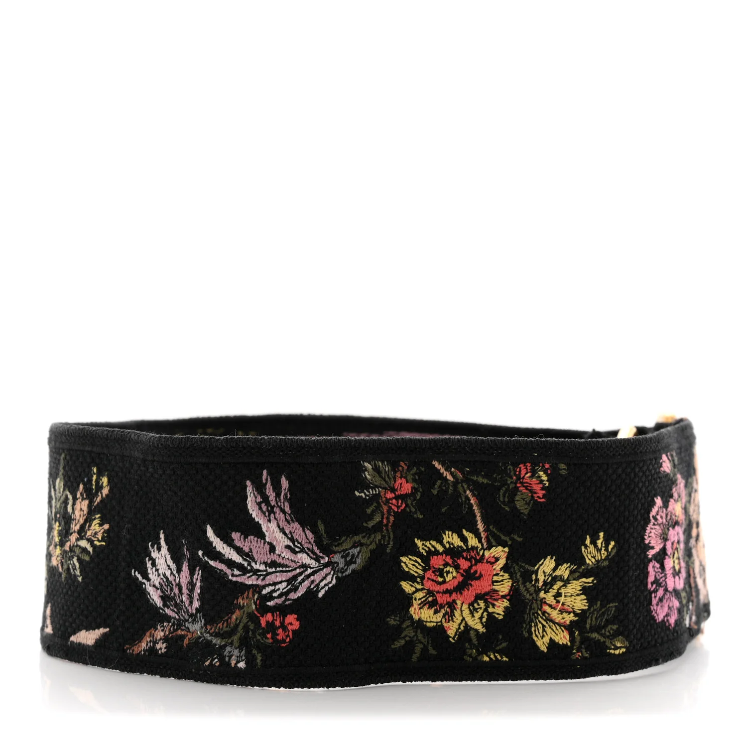Canvas Embroidered Floral Shoulder Strap Black Multicolor - Image 2
