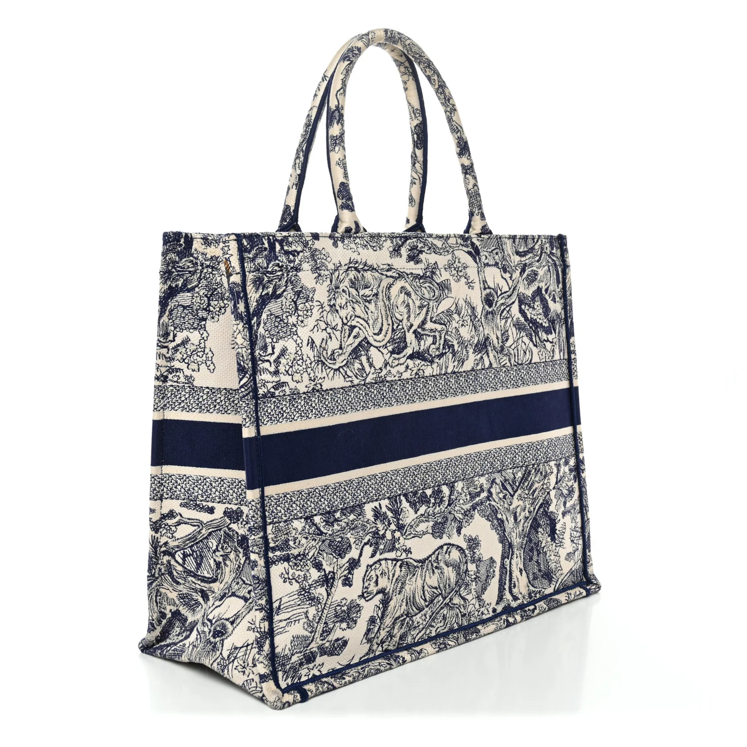 Canvas Embroidered Large Dioriviera Toile De Jouy Book Tote Blue - Image 5