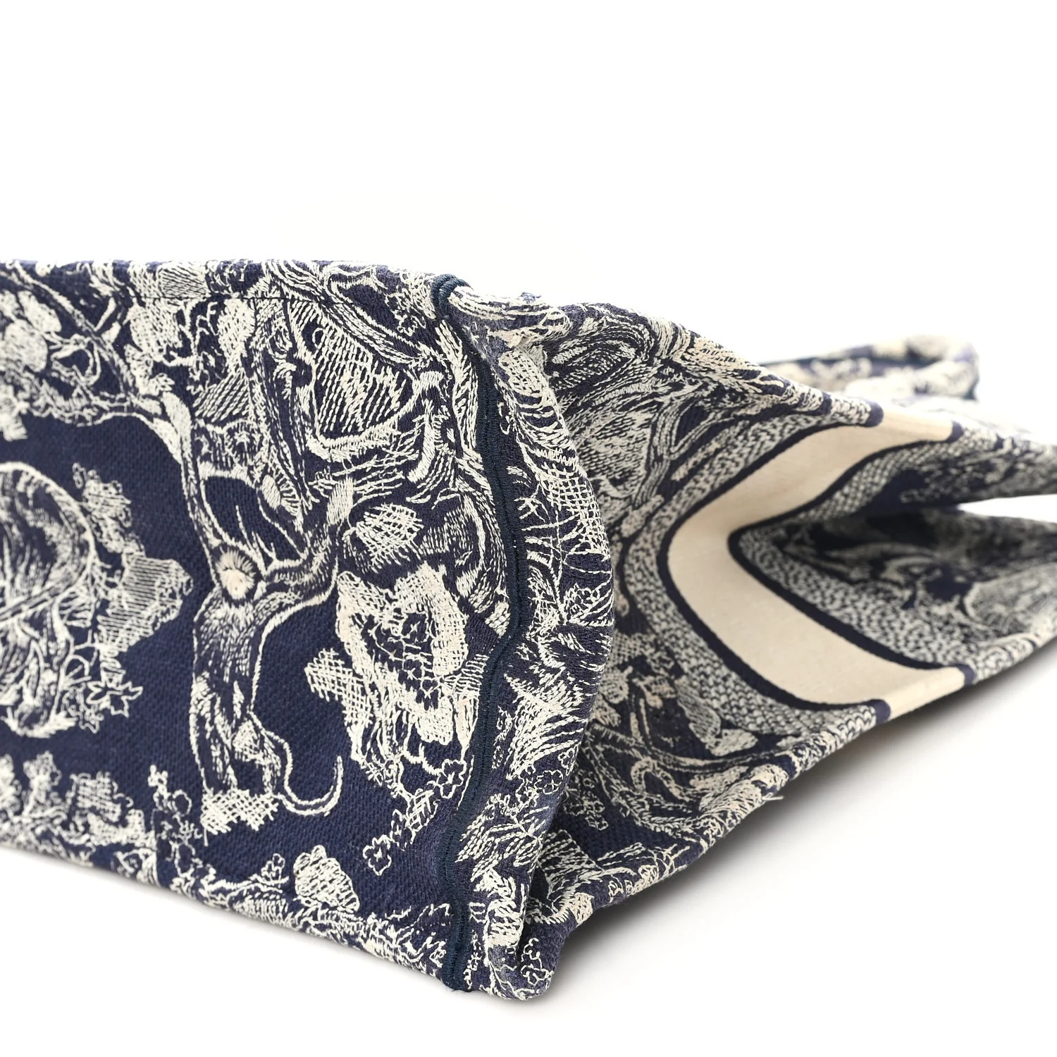 Canvas Embroidered Large Dioriviera Toile De Jouy Reverse Book Tote Blue - Image 10