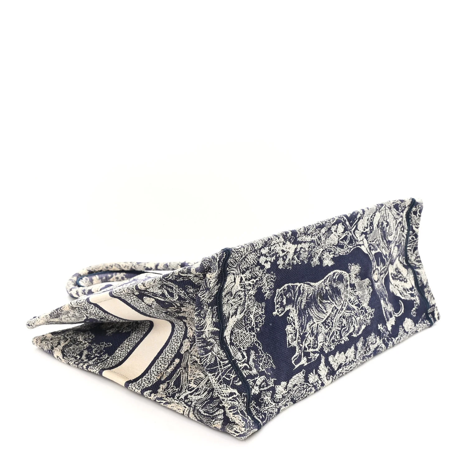 Canvas Embroidered Large Dioriviera Toile De Jouy Reverse Book Tote Blue - Image 4