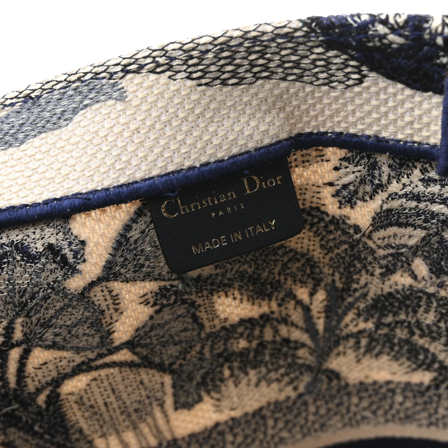 Canvas Embroidered Large Palm Tree Toile De Jouy Book Tote Blue - Image 6