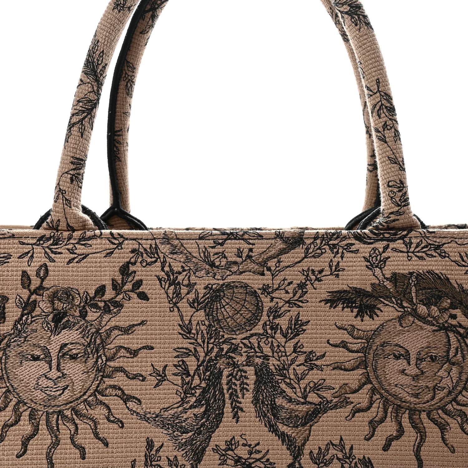Canvas Embroidered Large Toile de Jouy Soleil Book Tote Beige - Image 7