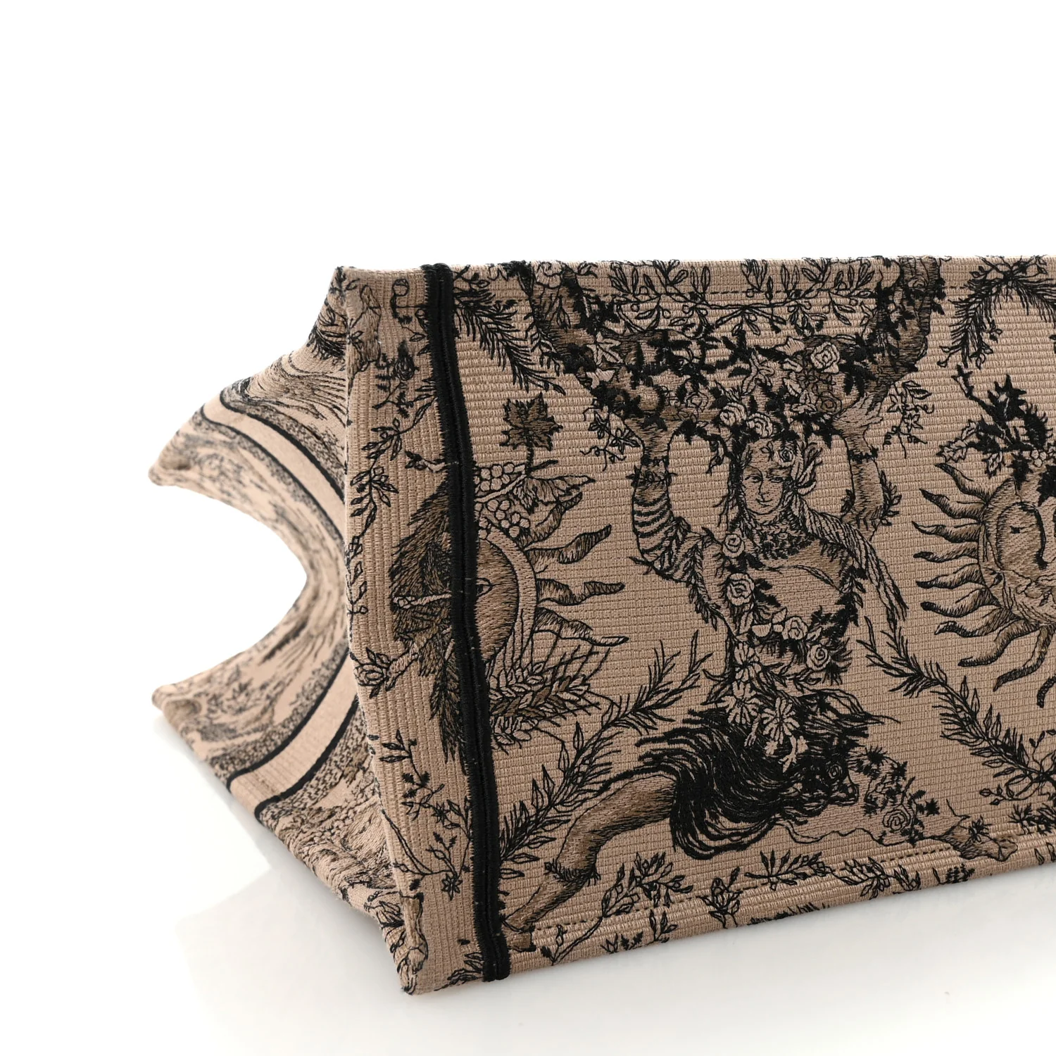 Canvas Embroidered Large Toile de Jouy Soleil Book Tote Beige - Image 8
