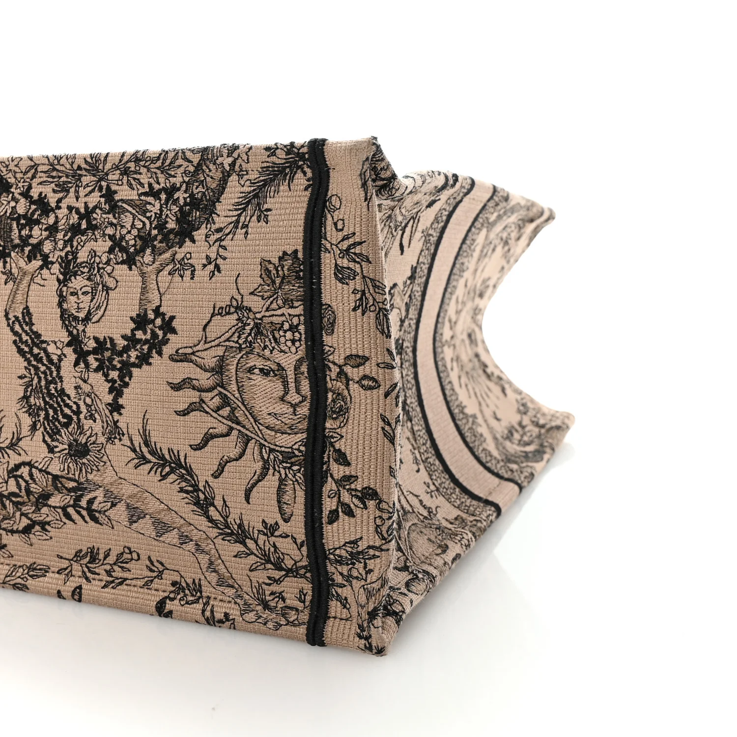Canvas Embroidered Large Toile de Jouy Soleil Book Tote Beige - Image 9