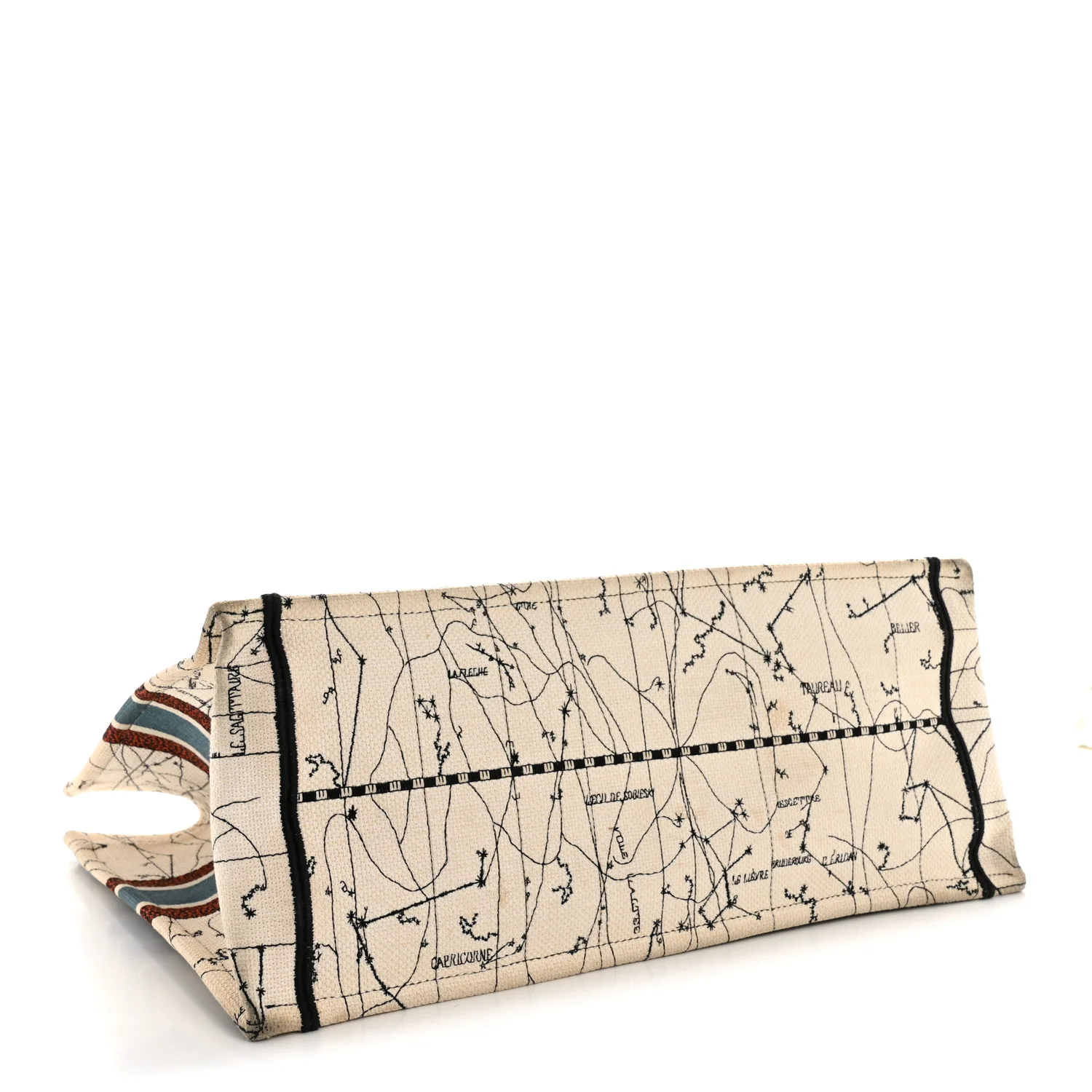 Canvas Embroidered Large Zodiac Book Tote Latte Multicolor - Image 4
