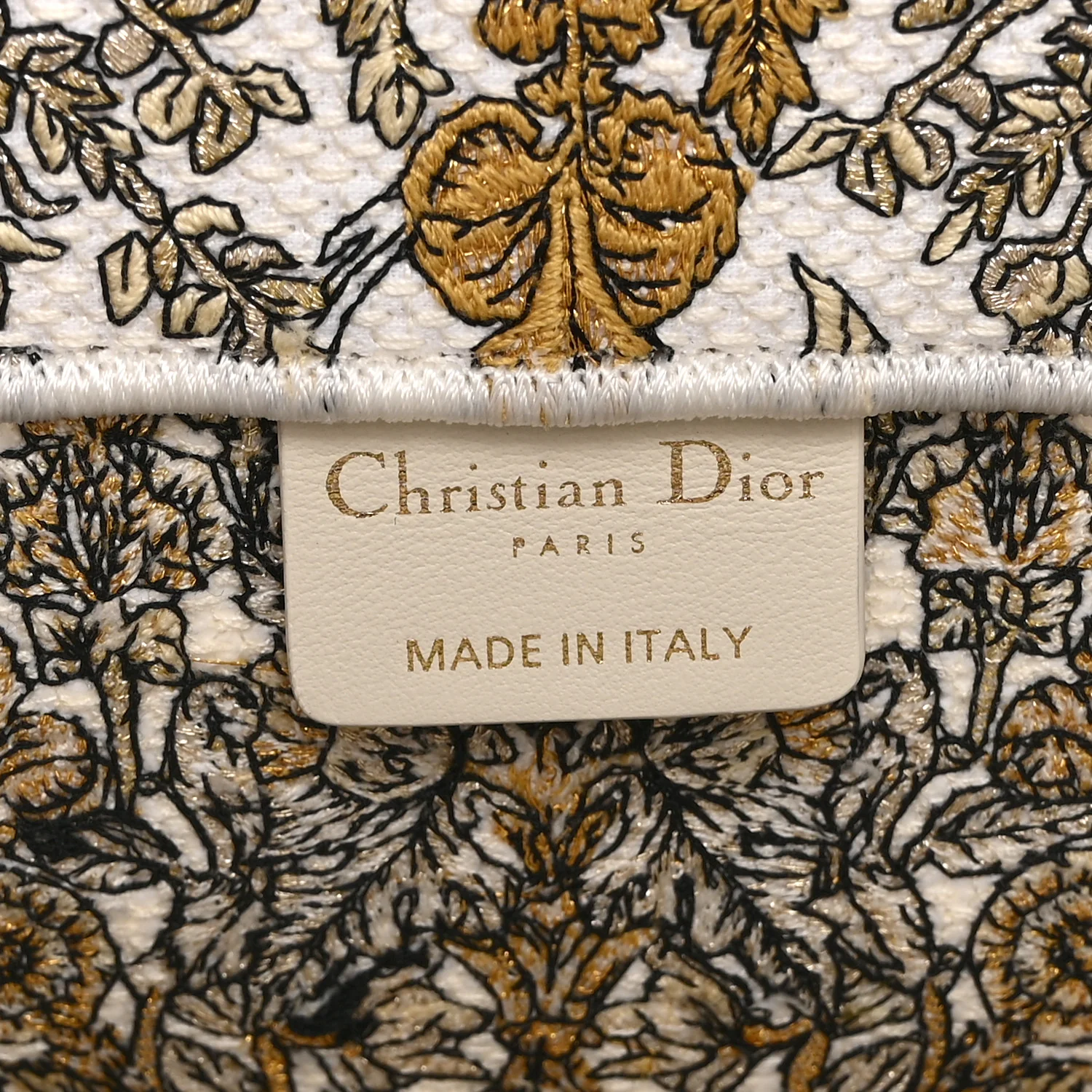 Canvas Embroidered Medium Around The World Book Tote Gold - Image 6