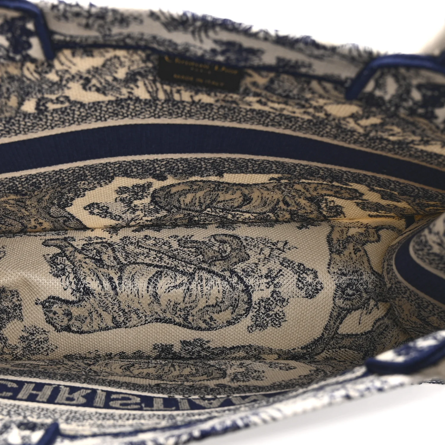 Canvas Embroidered Medium Dioriviera Toile De Jouy Book Tote Blue - Image 5
