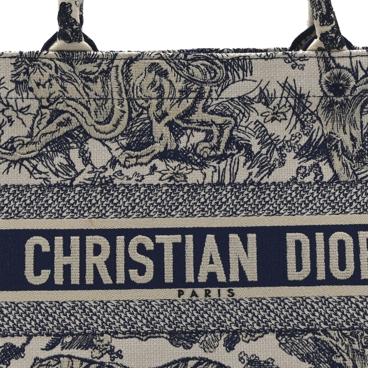 Canvas Embroidered Medium Dioriviera Toile De Jouy Book Tote Blue - Image 8