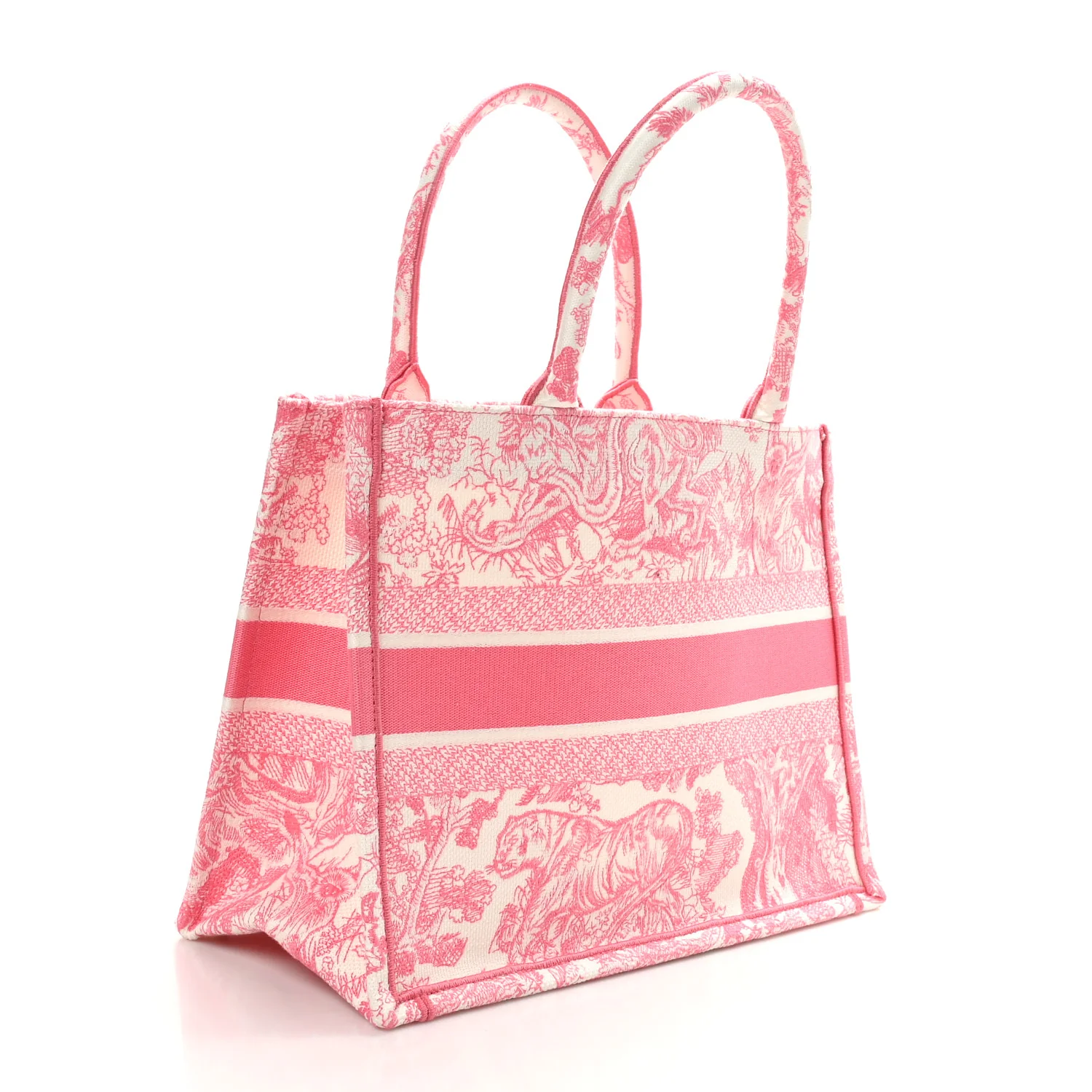Canvas Embroidered Medium Dioriviera Toile De Jouy Book Tote Peony Pink - Image 3
