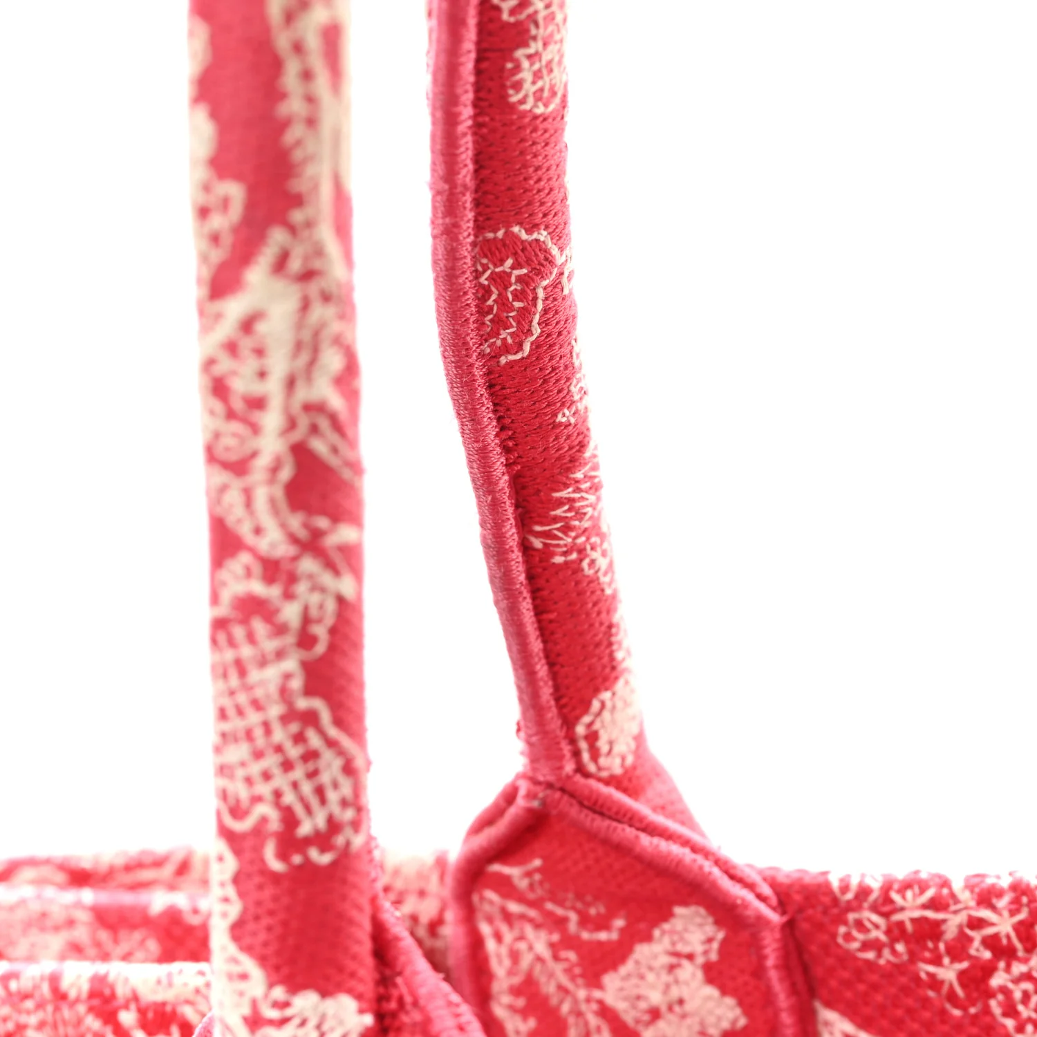 Canvas Embroidered Medium Dioriviera Toile De Jouy Book Tote Raspberry - Image 11