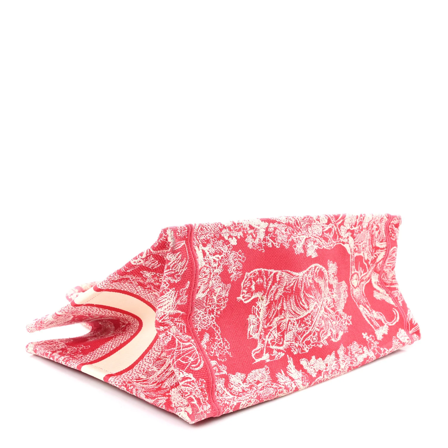 Canvas Embroidered Medium Dioriviera Toile De Jouy Book Tote Raspberry - Image 4