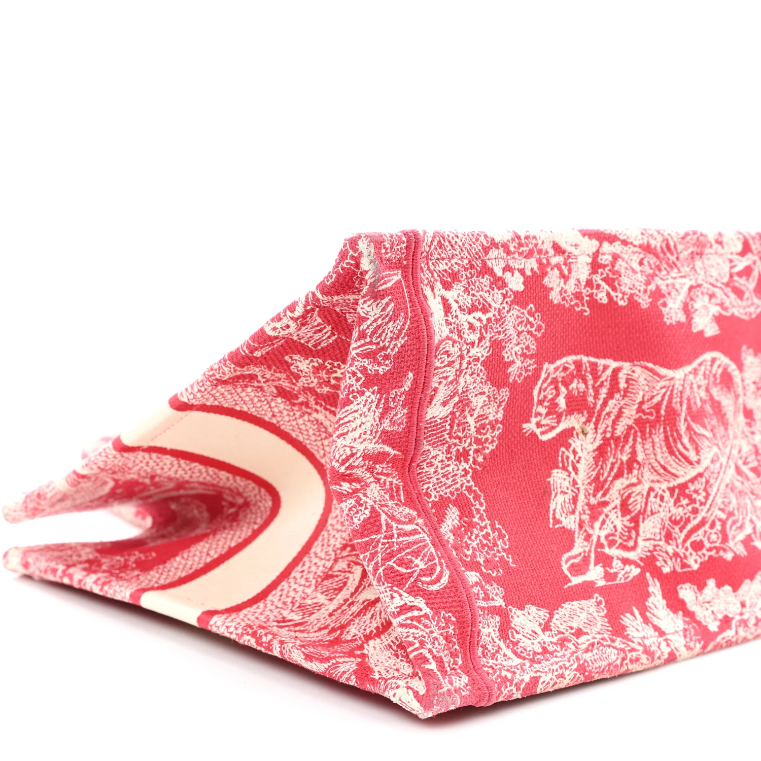 Canvas Embroidered Medium Dioriviera Toile De Jouy Book Tote Raspberry - Image 9