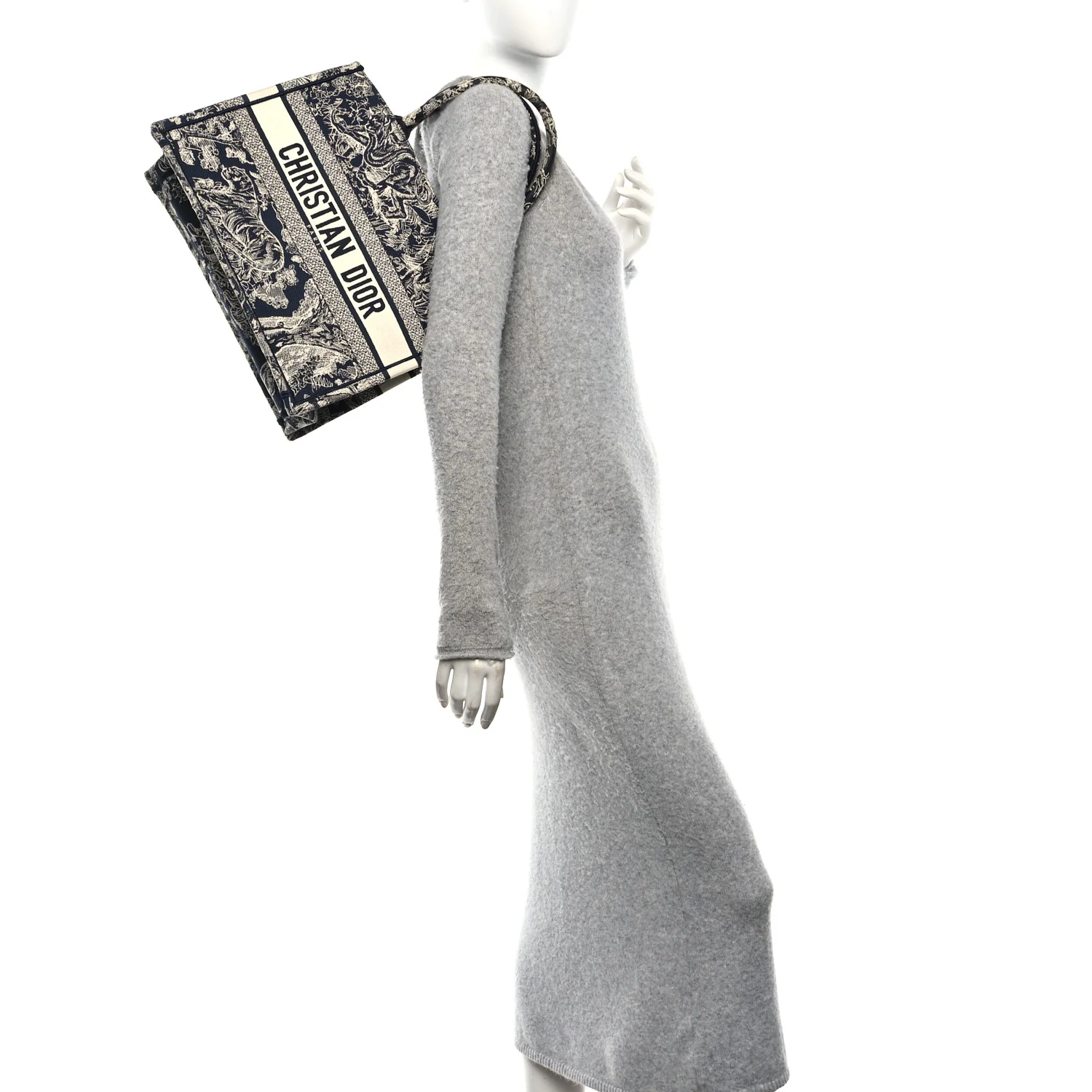 Canvas Embroidered Medium Dioriviera Toile De Jouy Reverse Book Tote Blue - Image 2