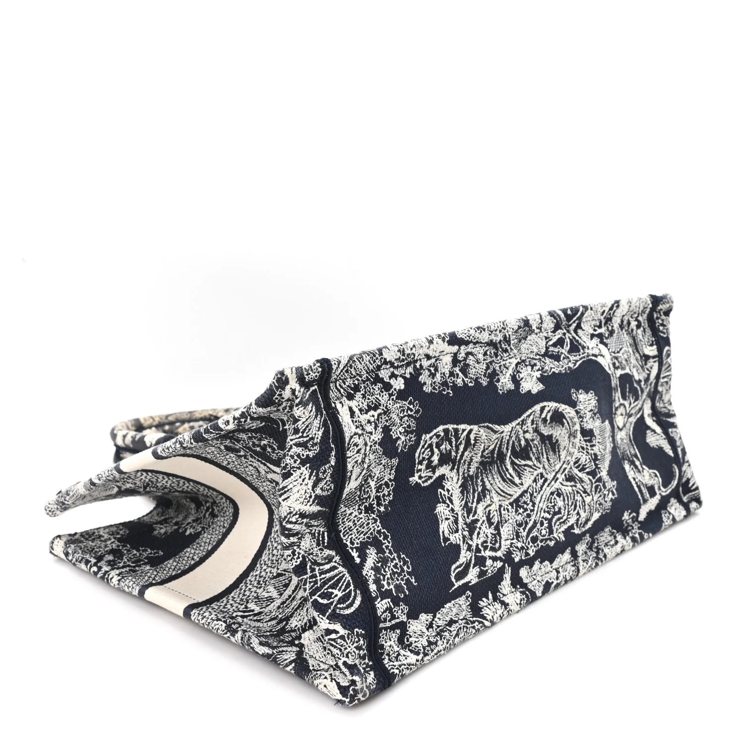 Canvas Embroidered Medium Dioriviera Toile De Jouy Reverse Book Tote Blue - Image 4