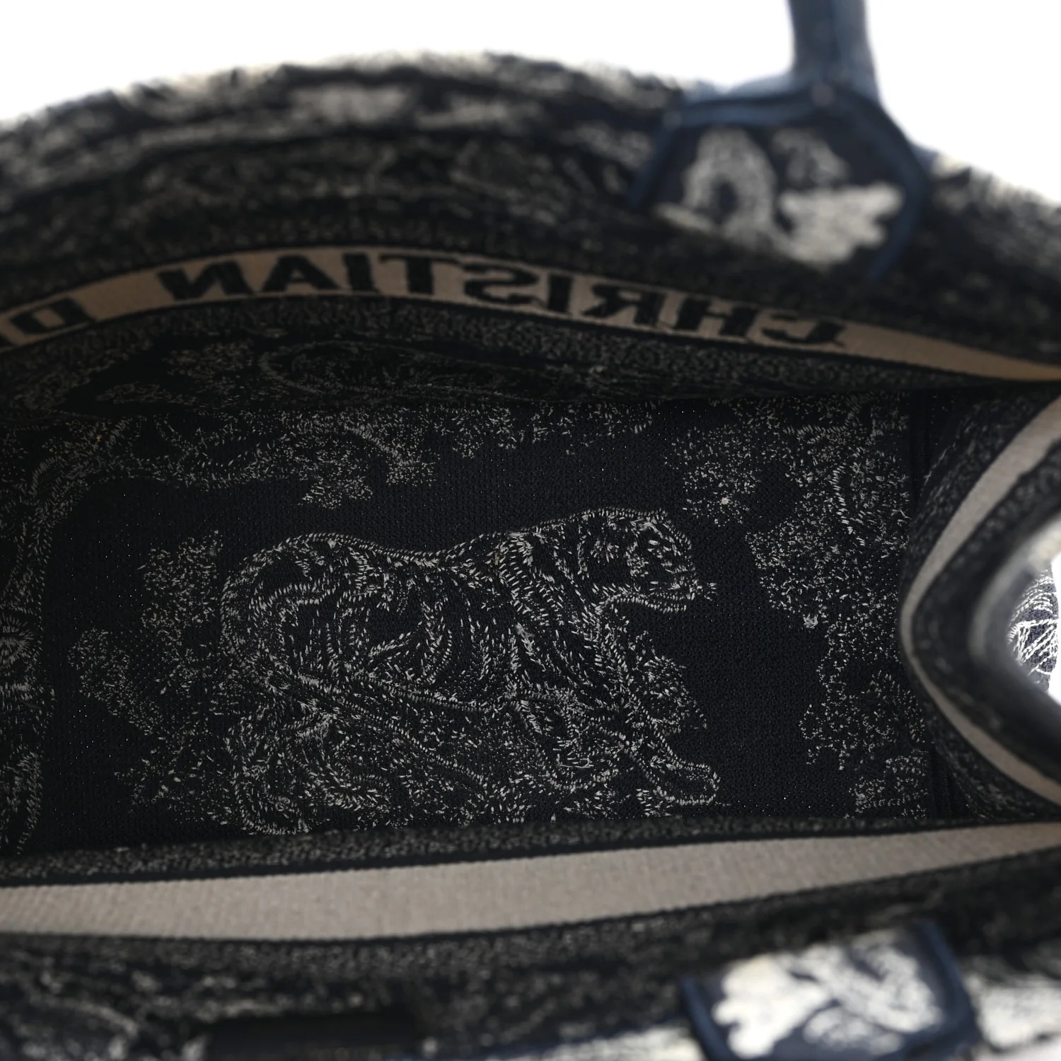 Canvas Embroidered Medium Dioriviera Toile De Jouy Reverse Book Tote Blue - Image 5