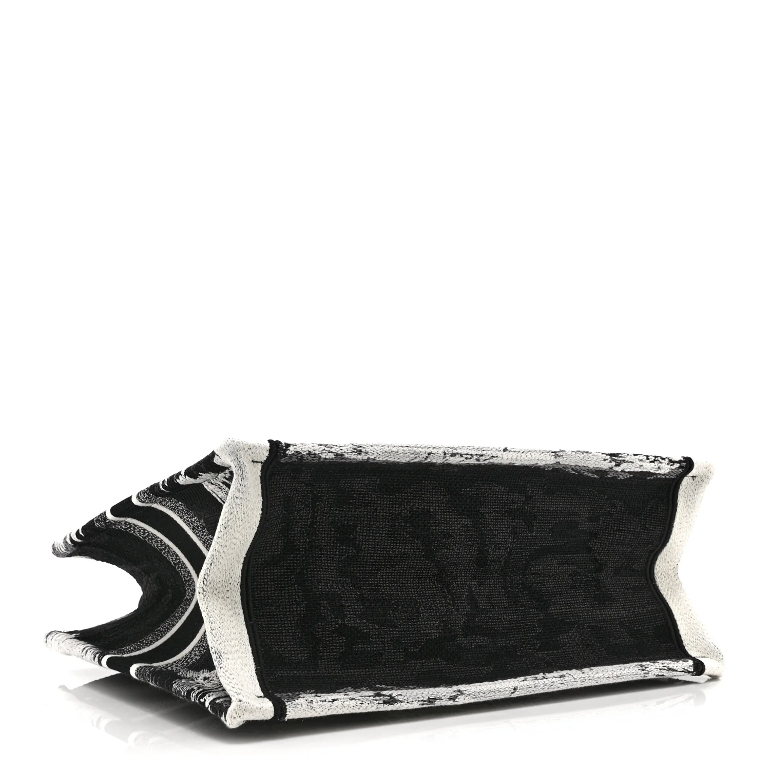Canvas Embroidered Medium Paris Book Tote Black White - Image 4