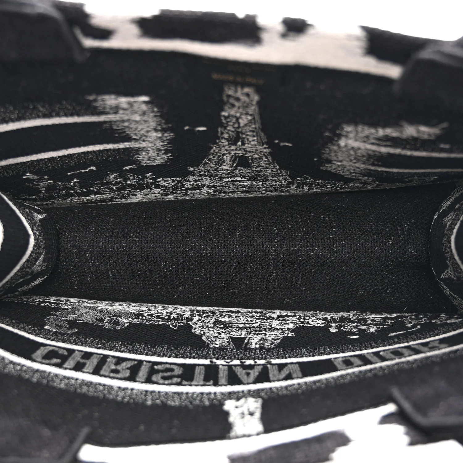 Canvas Embroidered Medium Paris Book Tote Black White - Image 5