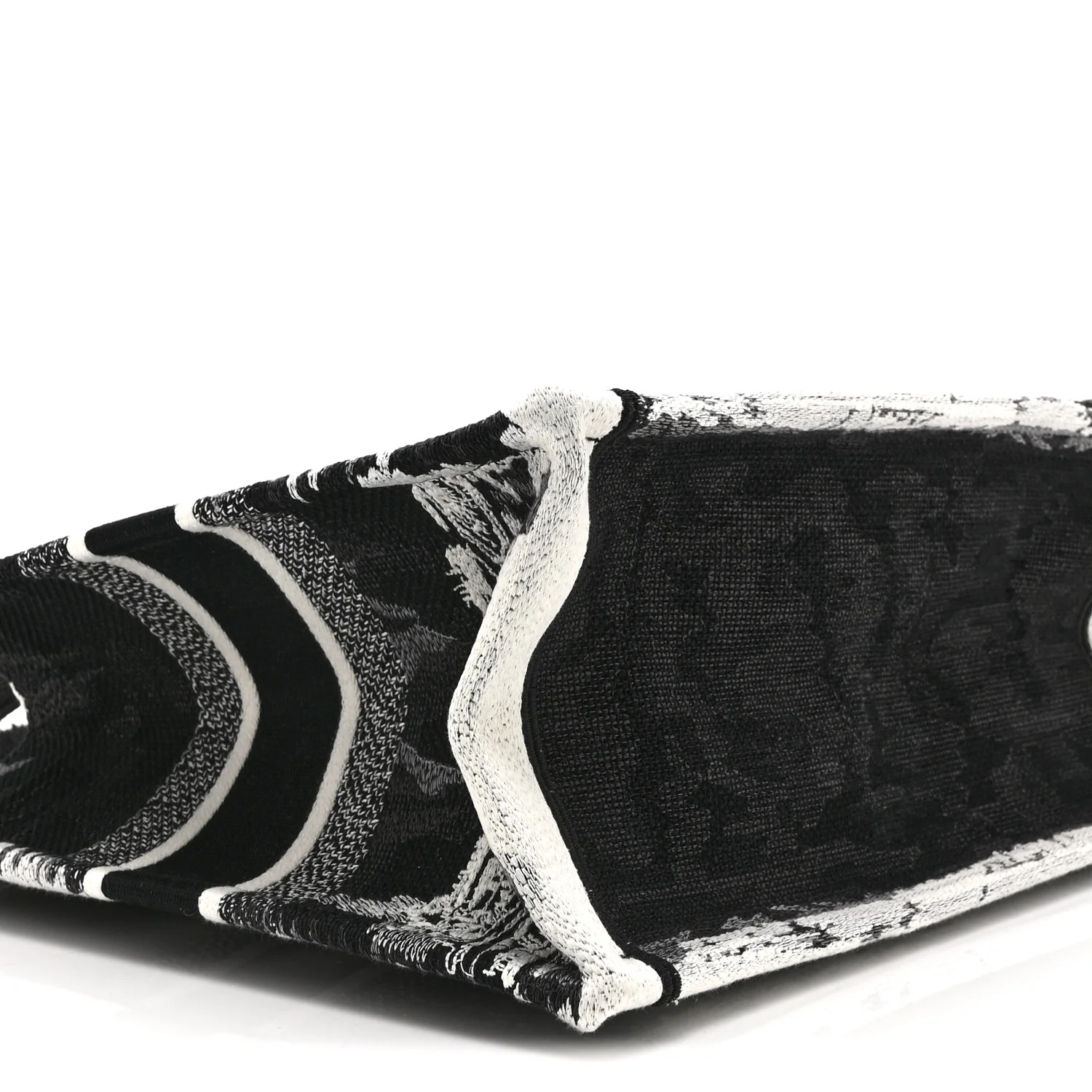 Canvas Embroidered Medium Paris Book Tote Black White - Image 9