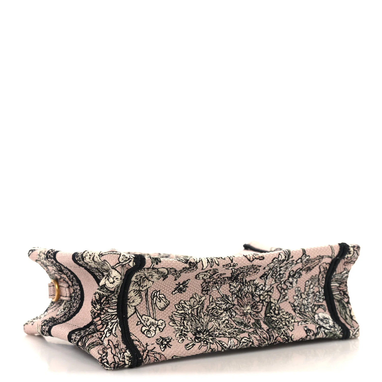 Canvas Embroidered Mini Book Tote With Strap Pink Multicolor - Image 4