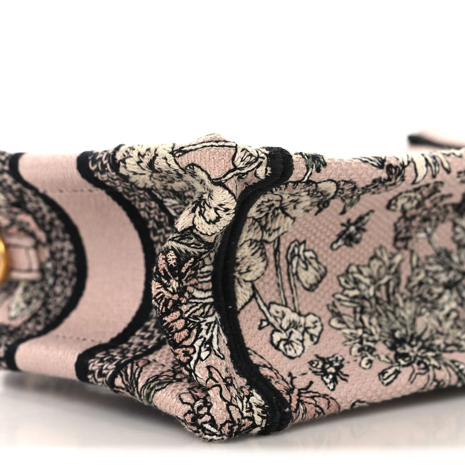 Canvas Embroidered Mini Book Tote With Strap Pink Multicolor - Image 9
