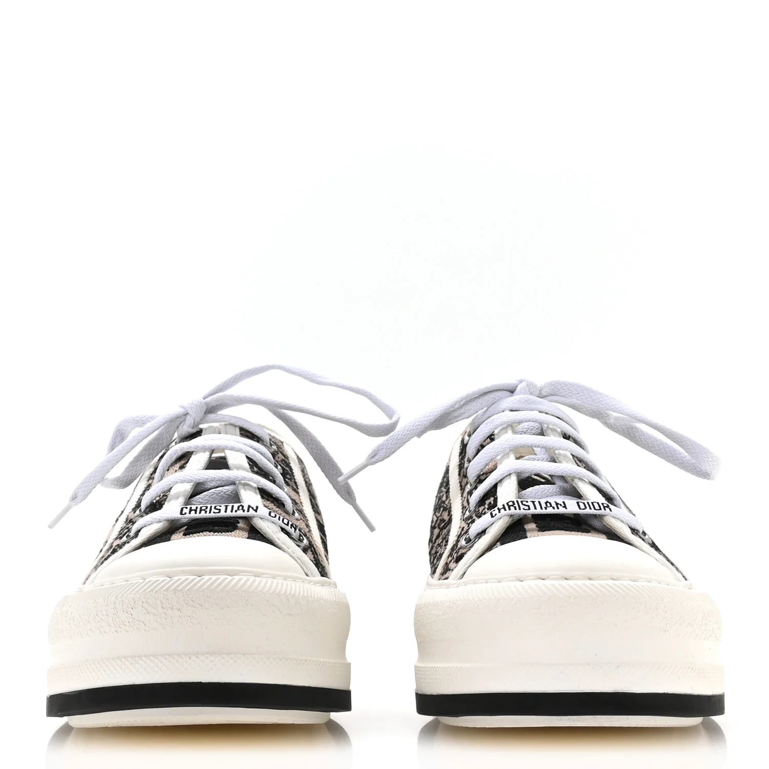 Canvas Embroidered Plan De Paris Womens Walk'N'Dior Low Top Sneakers 38 Beige Black - Image 3