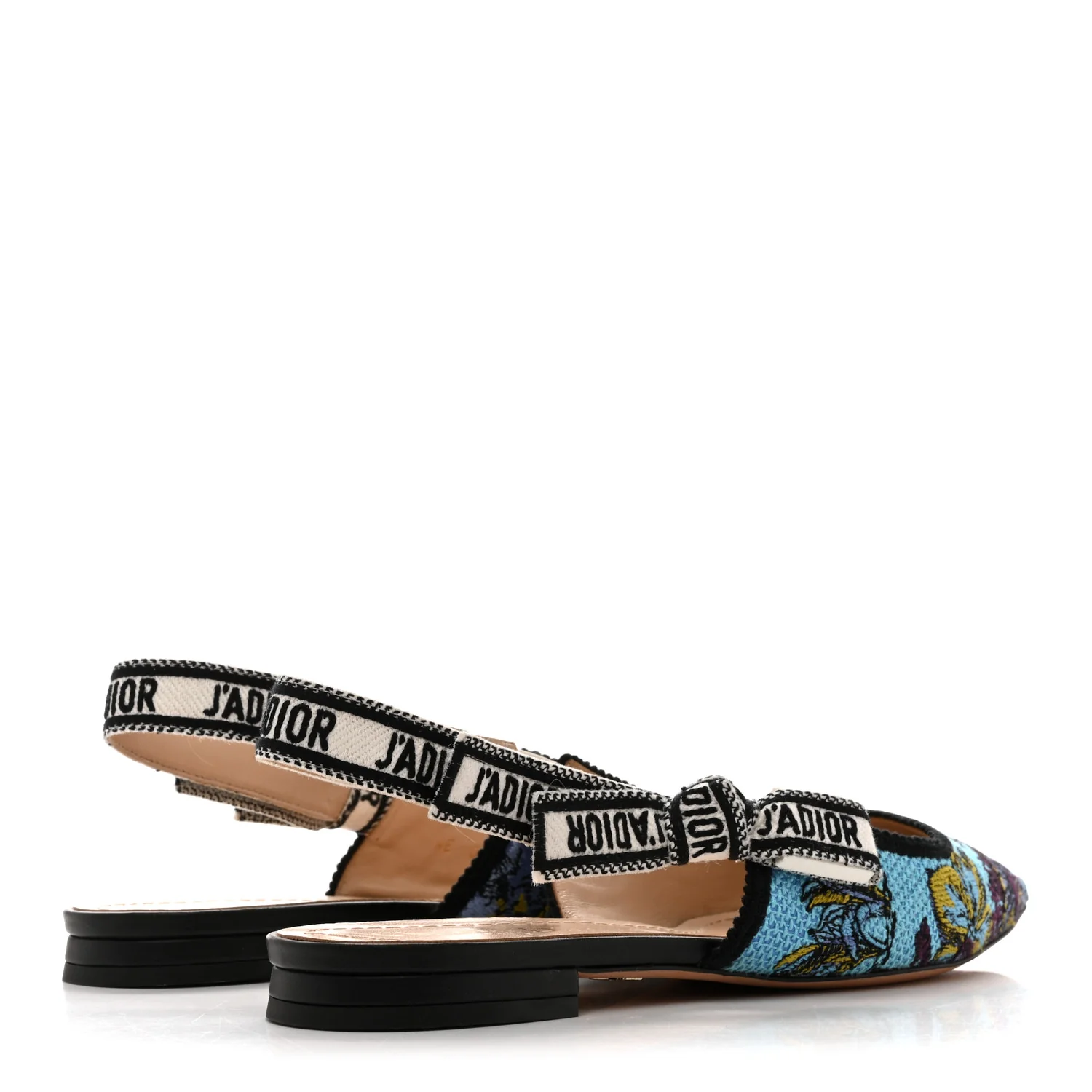 Canvas Embroidered Voyage Cotton Ribbon J'Adior Slingback Flats 39 Blue Multicolor - Image 5