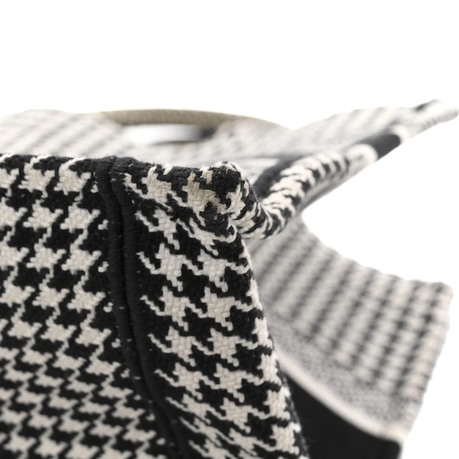 Canvas Houndstooth Embroidered Medium Book Black White - Image 11
