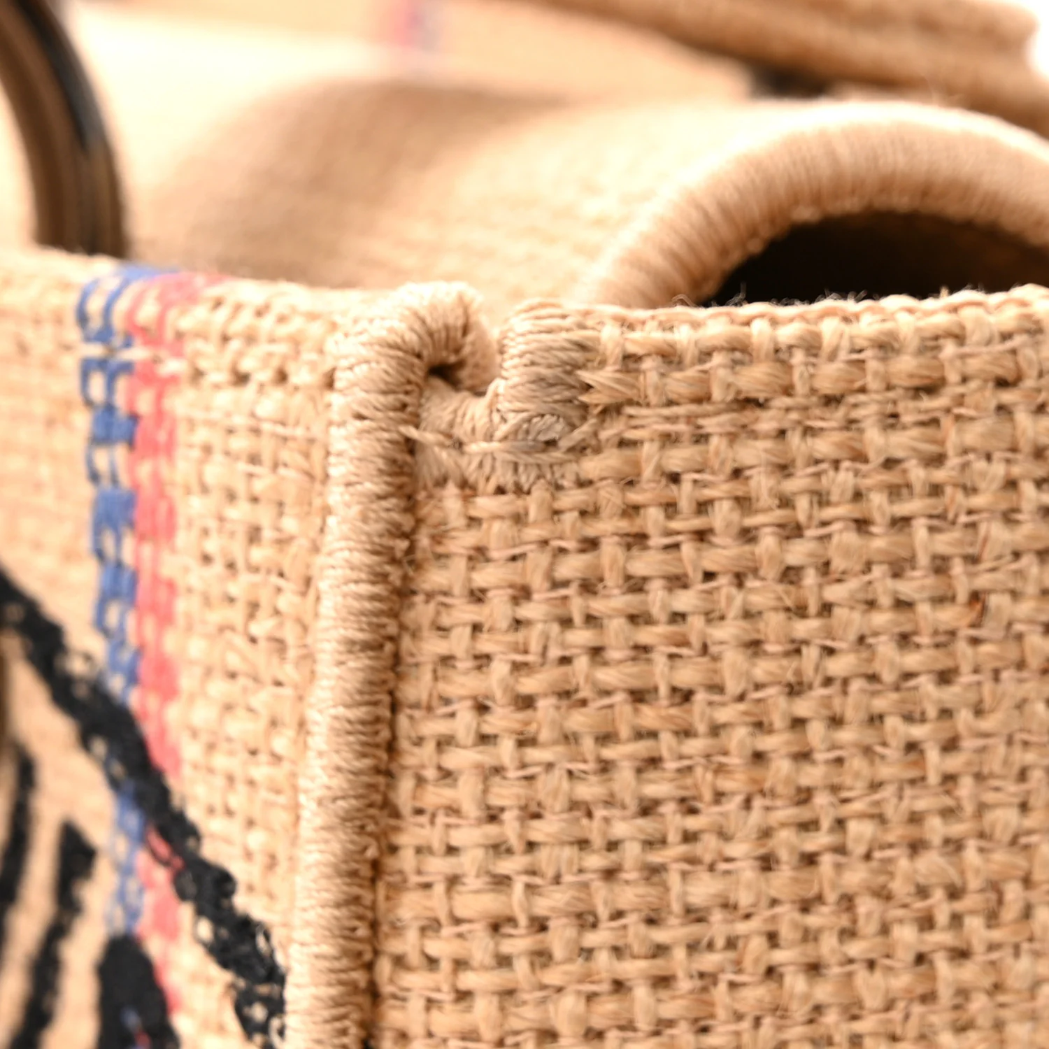 Canvas Jute Embroidered Medium Lady D-Lite Beige Multicolor - Image 11