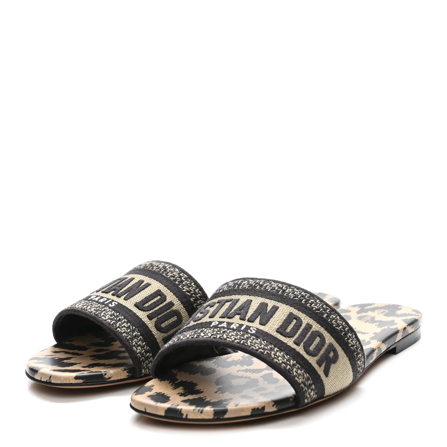 Canvas Mizza Embroidered Dway Mules Slide Sandals 37.5 Beige Multicolor - Image 4