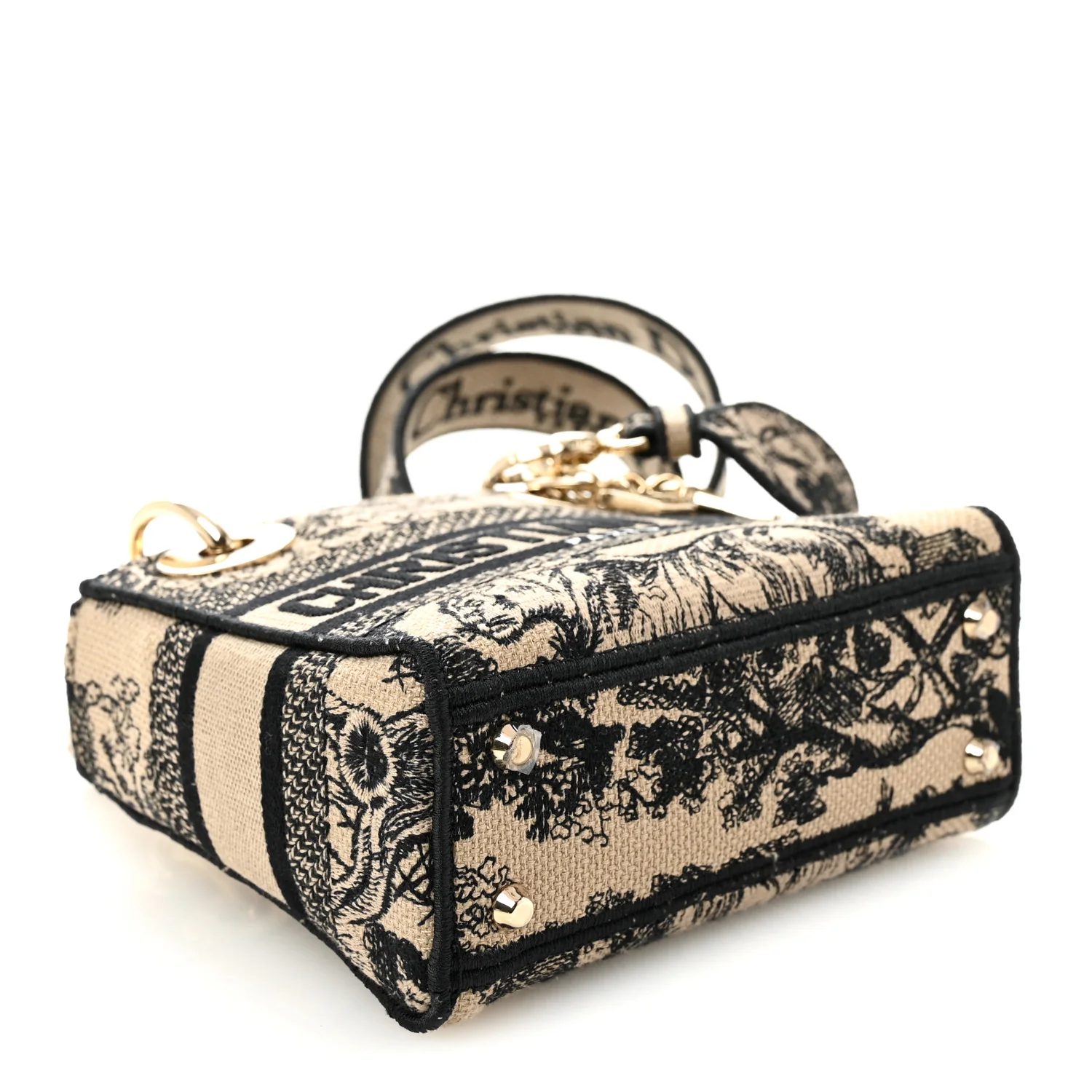 Canvas Toile De Jouy Embroidered Mini Lady D-Lite Brown Multicolor - Image 4