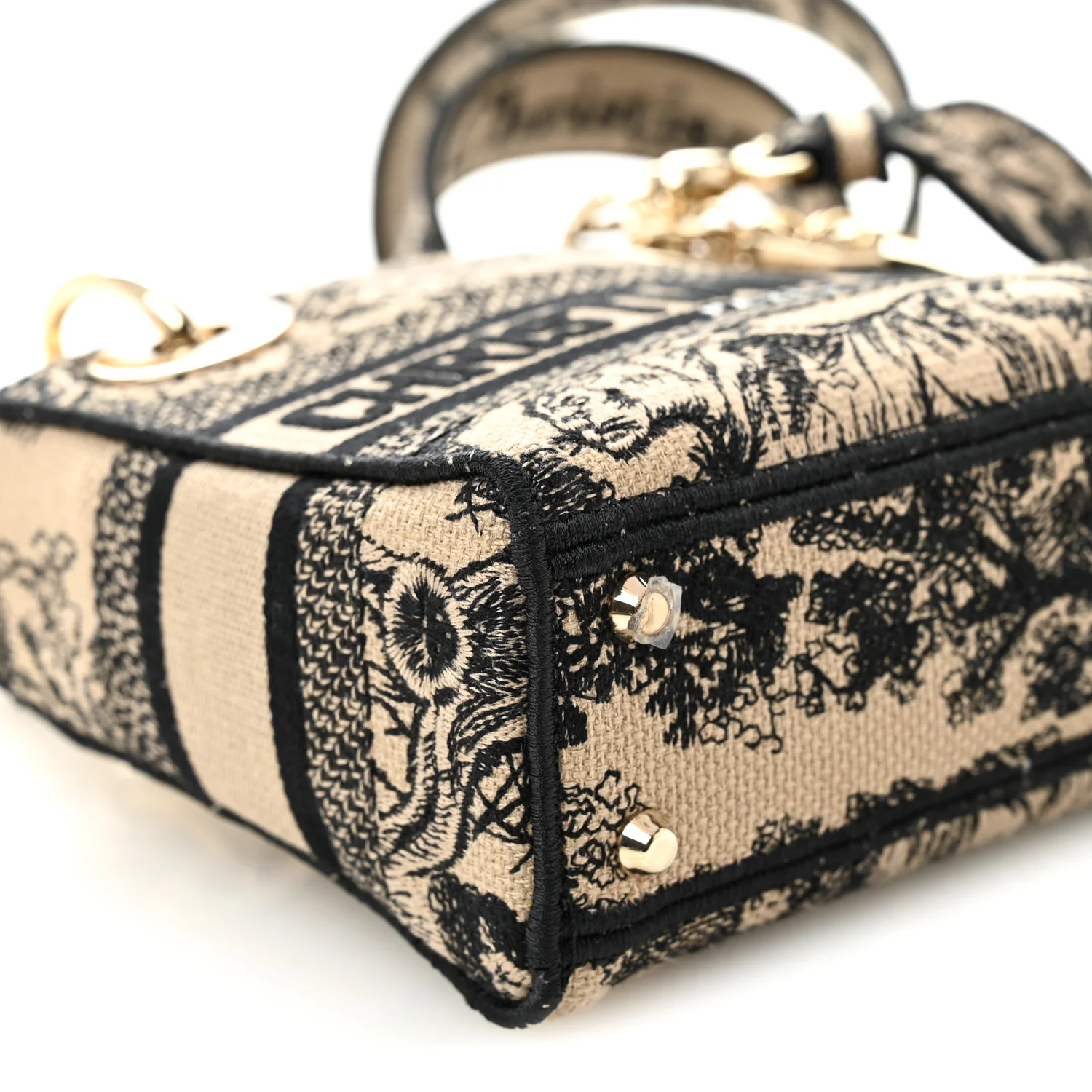 Canvas Toile De Jouy Embroidered Mini Lady D-Lite Brown Multicolor - Image 9